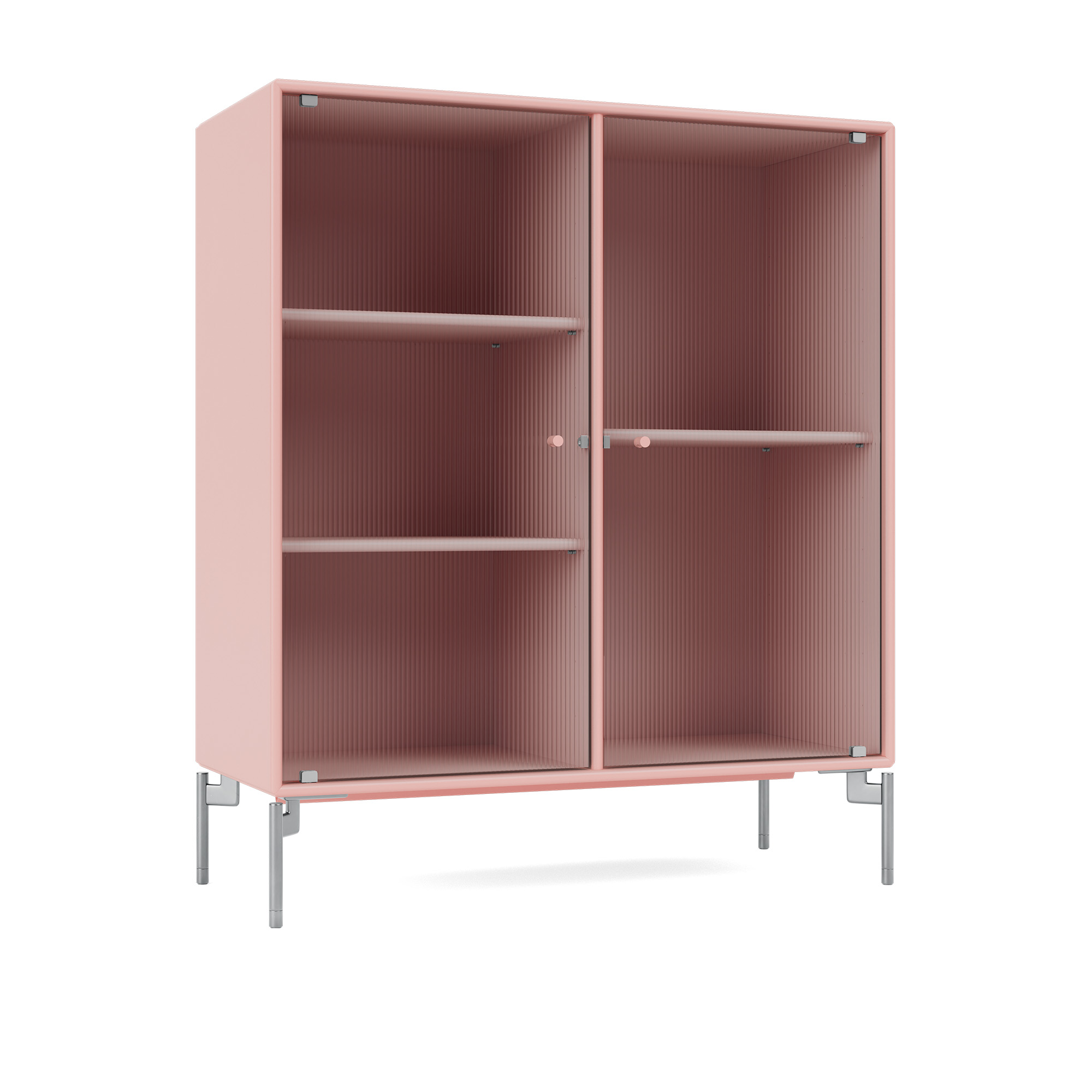 montana - ripple ii – vitrine cabinet 167-ruby matt chrome - skåp och vitrinskåp - peter j. lassen - rosa - trä