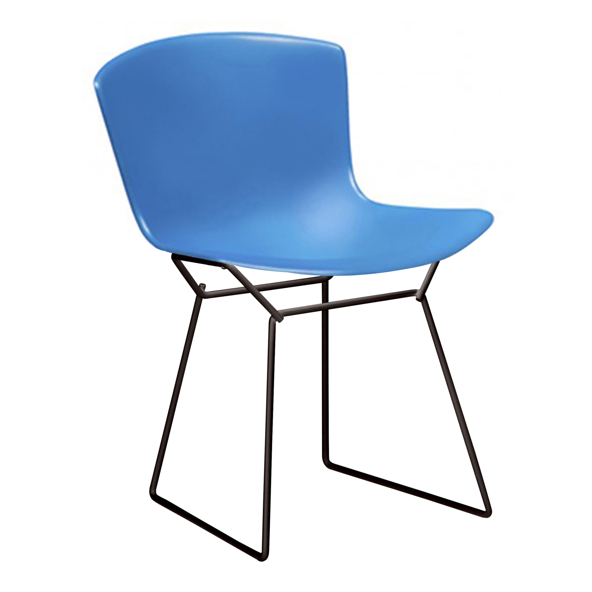 Knoll - Bertoia Plastic Side Chair, Svart underrede, Blå sits - Matstolar - Harry Bertoia - Blå - Metall/Plast