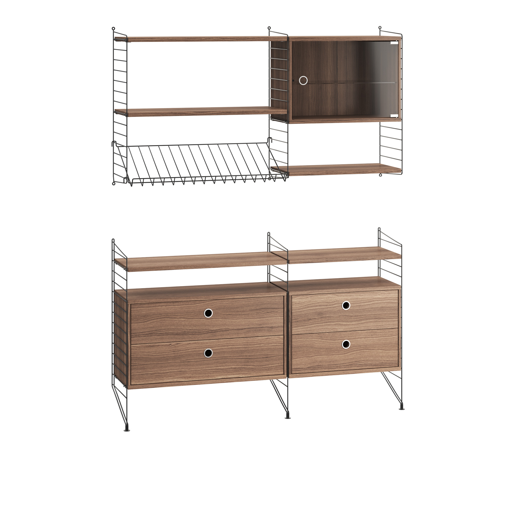 String - Vardagsrum hyllsystem T valnöt/svart - Träfärgad |  | Möbelexperten