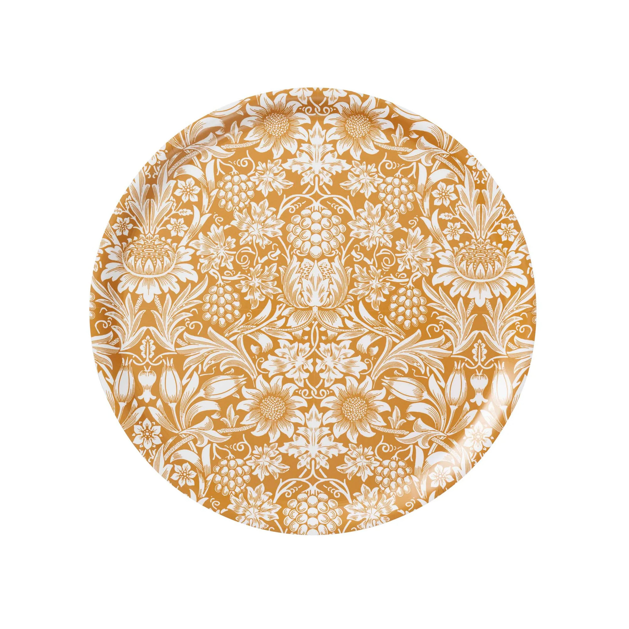Klippan Yllefabrik - Sunflower Round Tray Golden - Serveringsbrett - William Morris - Tre