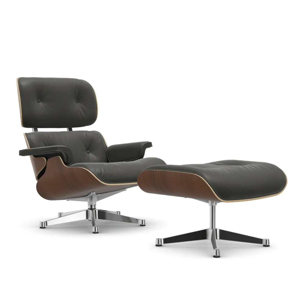 Eames Lounge Chair & Ottoman Black Pigmented Walnut Polished