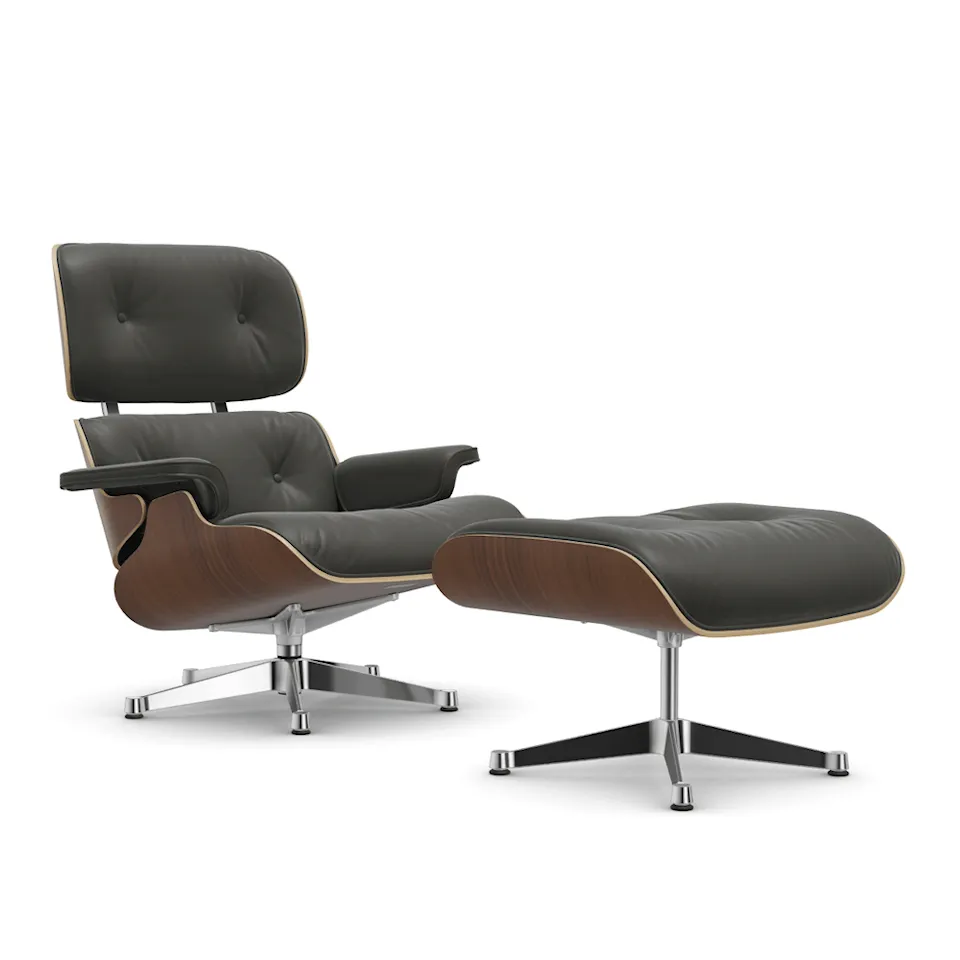 Eames Lounge Chair & Ottoman Black Pigmented Walnut Polished