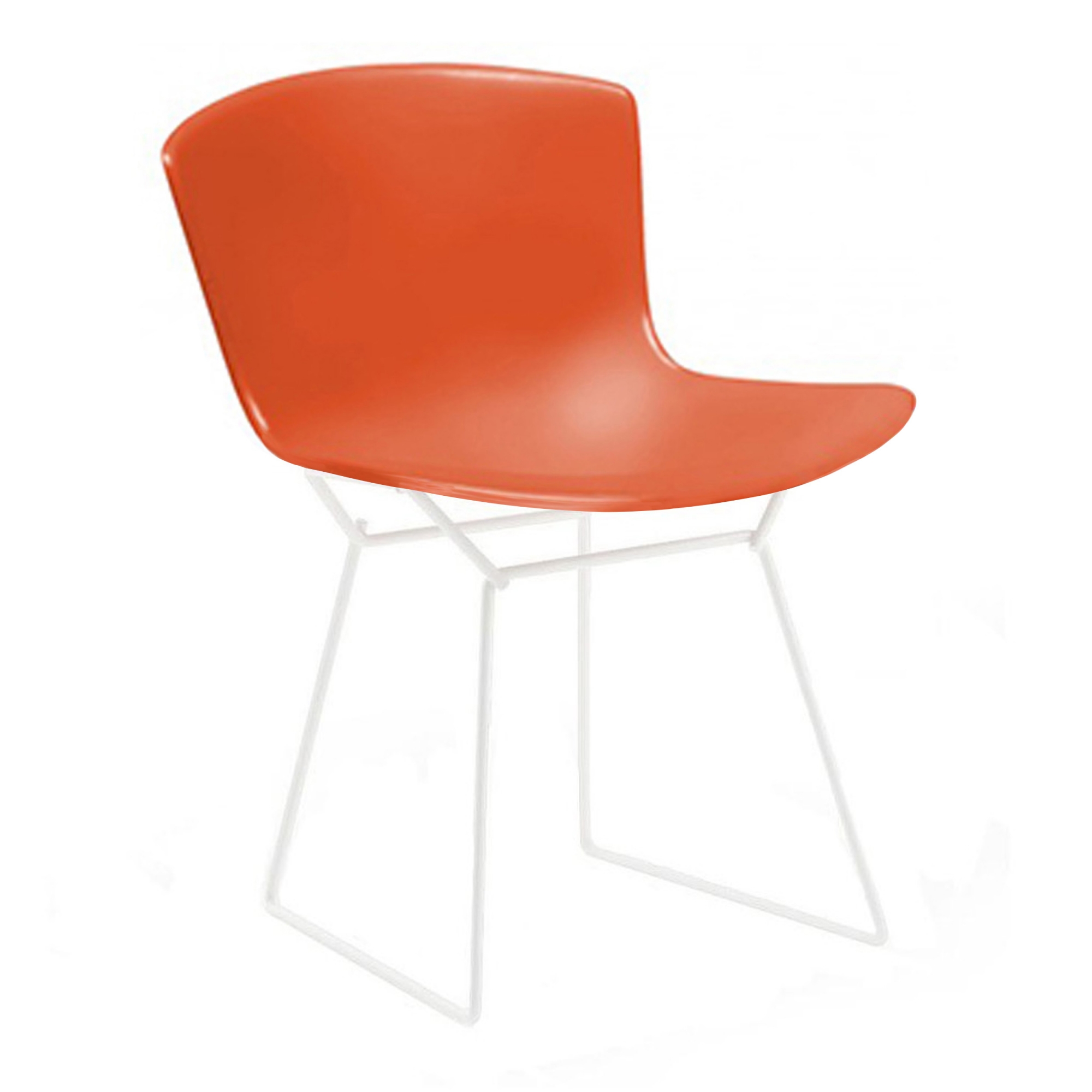 Knoll - Bertoia Plastic Side Chair, Vitt underrede, Orange-röd sits - Matstolar - Harry Bertoia - Orange - Metall/Plast