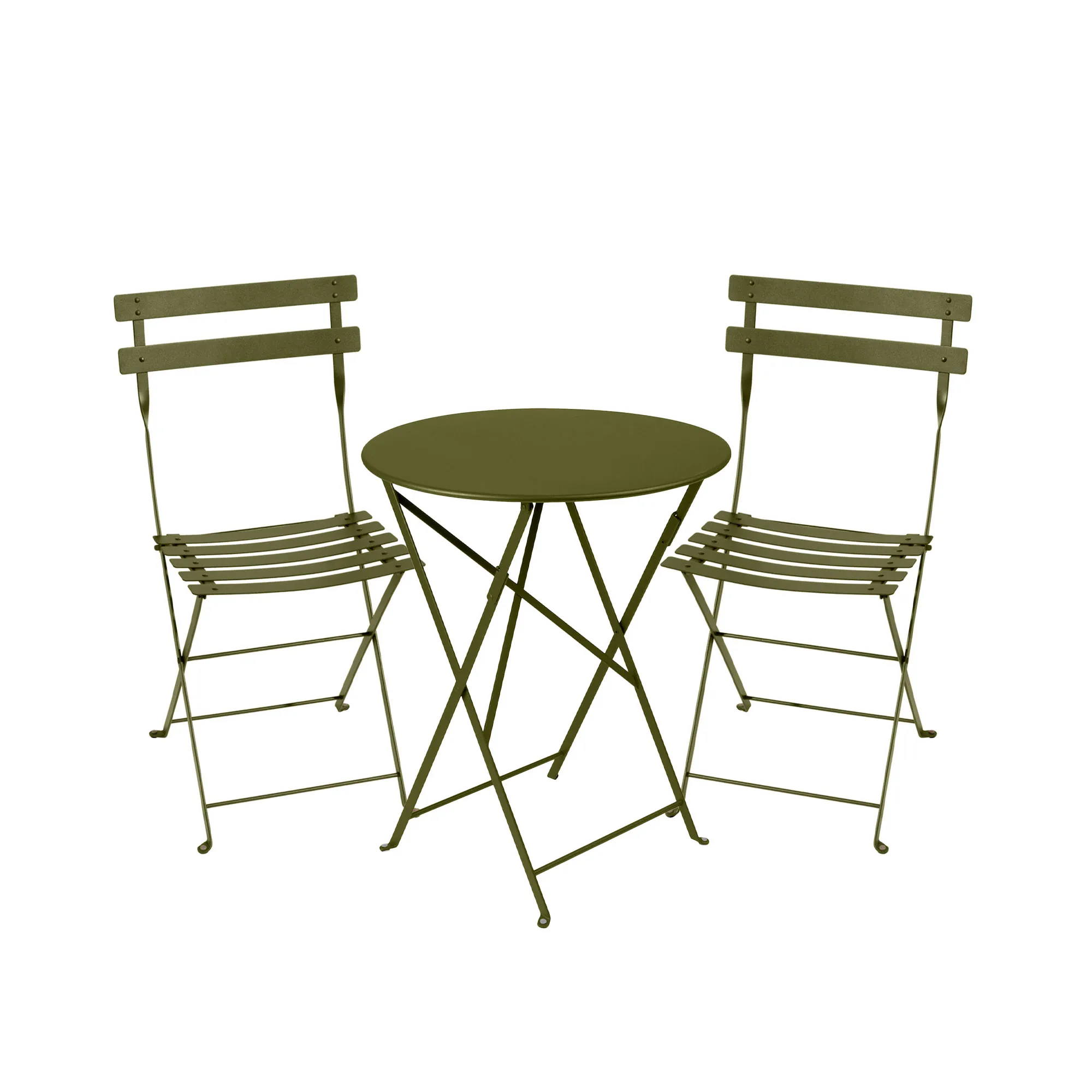 Bistro matgrupp Ø60cm & 2 metall stolar