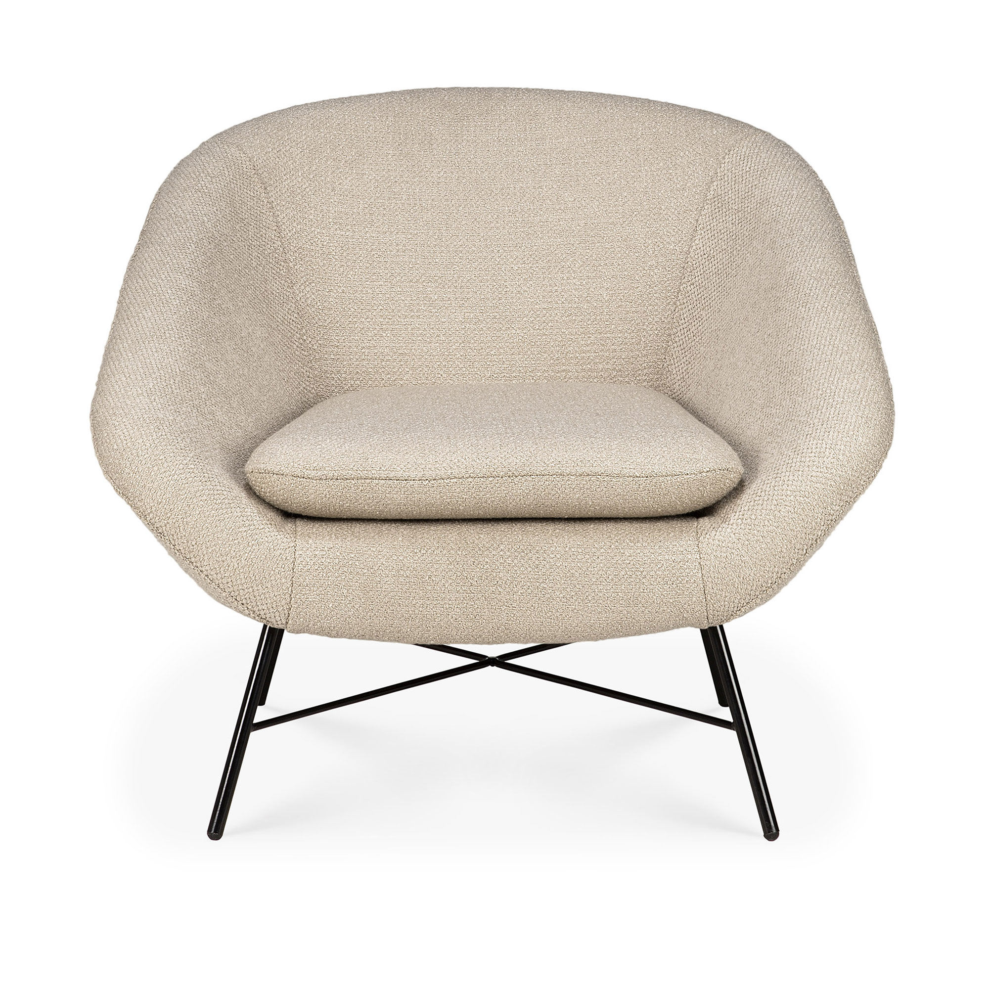 Ethnicraft - Barrow Lounge Chair - Off White - Fåtöljer - Jacques Deneef - Beige - Metall/Textilmaterial/Skum