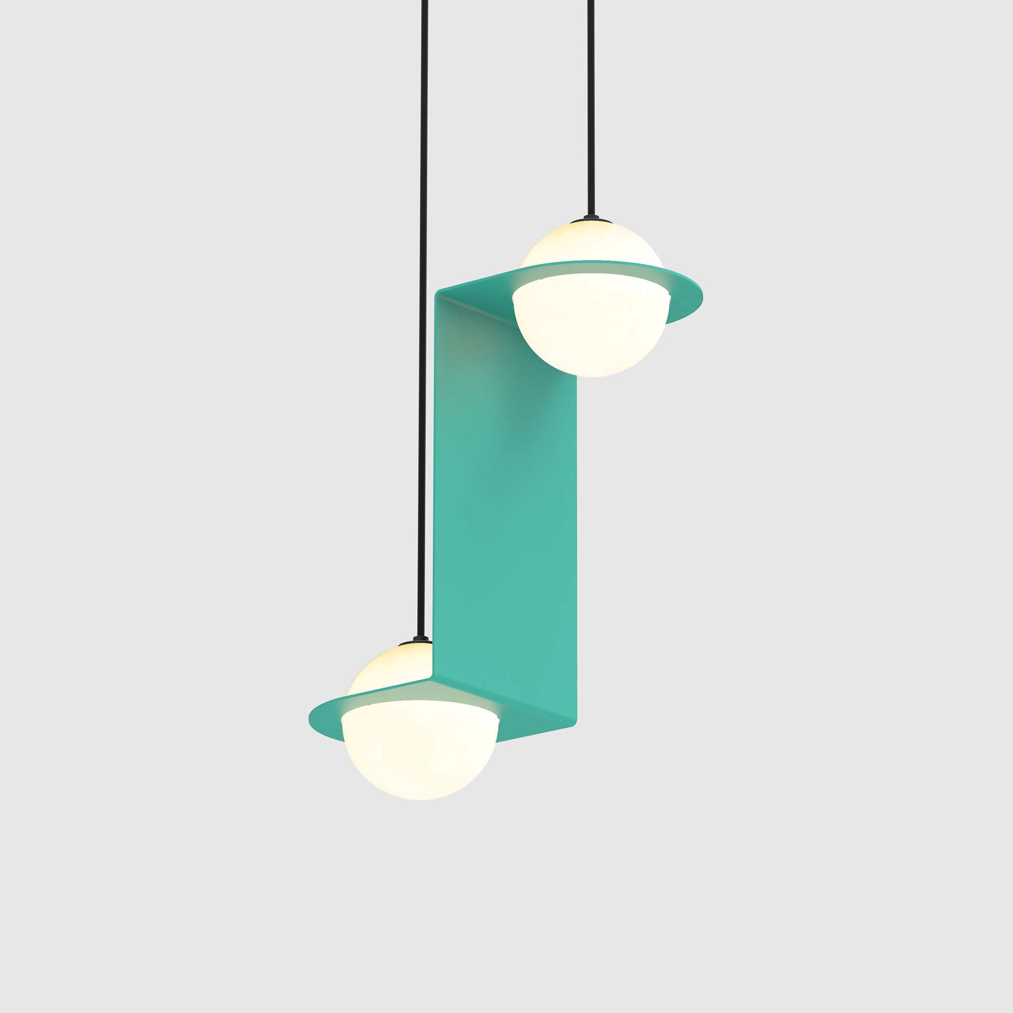 Lambert & Fils - Laurent 05, Parallel, Turquoise frame, Black wires, Black canopy - Pendellampor - Blå