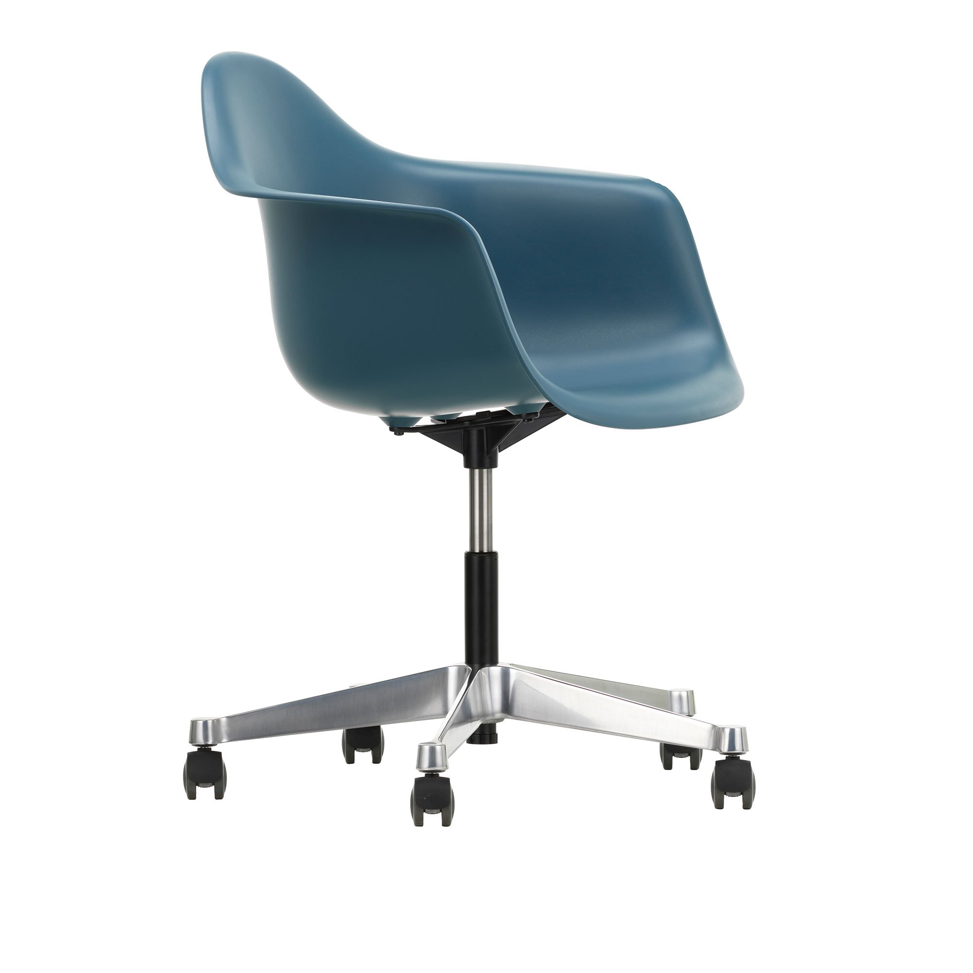 Vitra - Eames Plastic Armchair PACC - 83 Sea Blue - Castors Hard - Skrivbordsstolar - Charles & Ray Eames - Blå