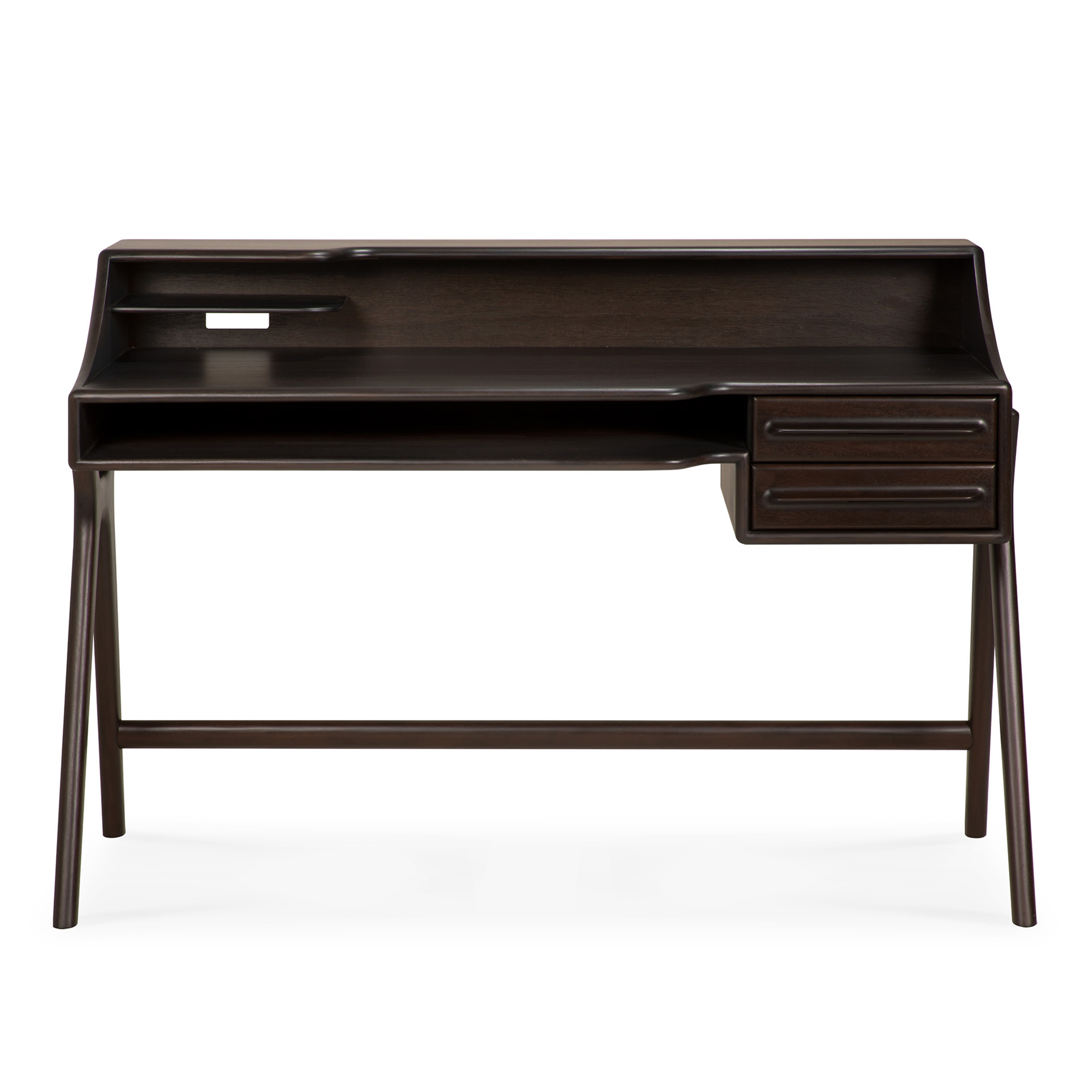 Ethnicraft - Flow Desk - Varnished Mahogany - Rose Brown - 2 Drawers - Rectangular 55 x 140 cm - Skrivbord - Alain Van Havre - Träfärgad - Trä | Möbler - Bord - Skrivbord | Möbelexperten