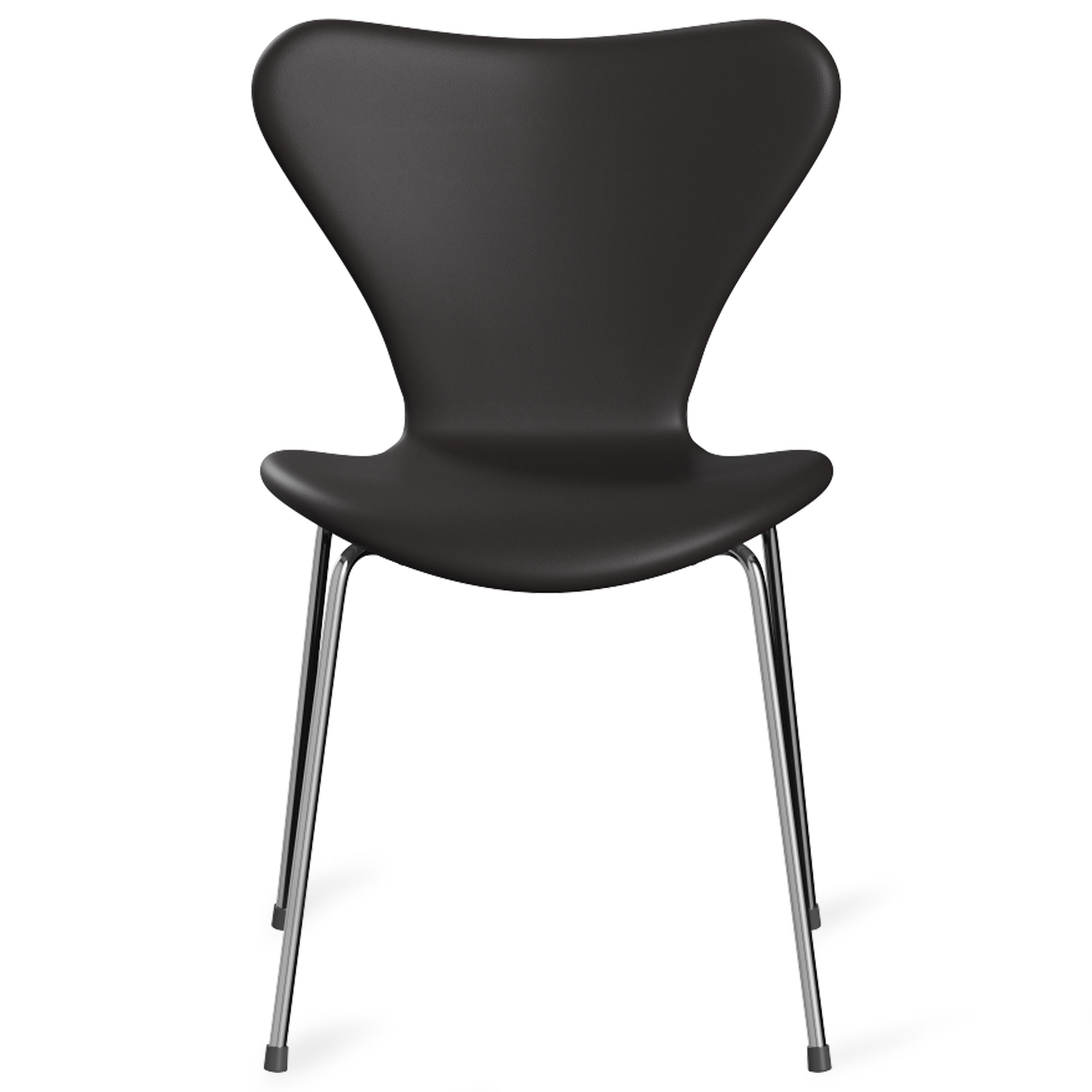Fritz Hansen - Sjuan 3107 stol helkl&auml;dd l&auml;der st&aring;lstativ krom soft black brown - Matstolar - Arne Jacobsen - Brun - L&auml;der/Metall/Tr&auml;