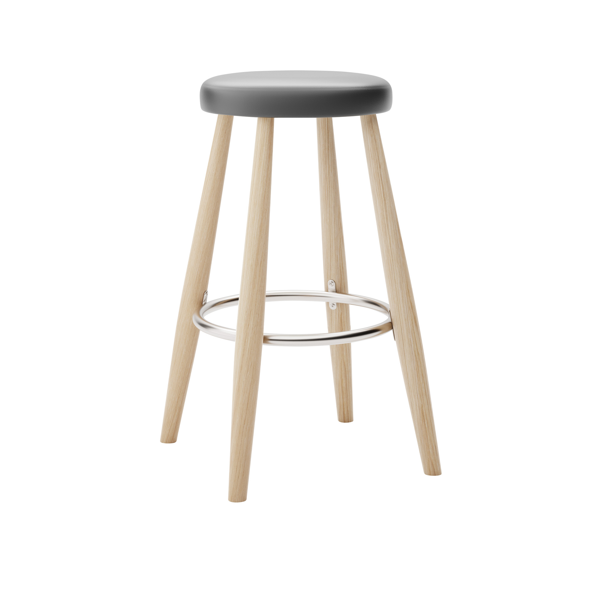 carl hansen - ch58 low stool, vitoljad ek, lädergrupp a loke - 7150 - barstolar - hans j. wegner - träfärgad - läder/metall/trä