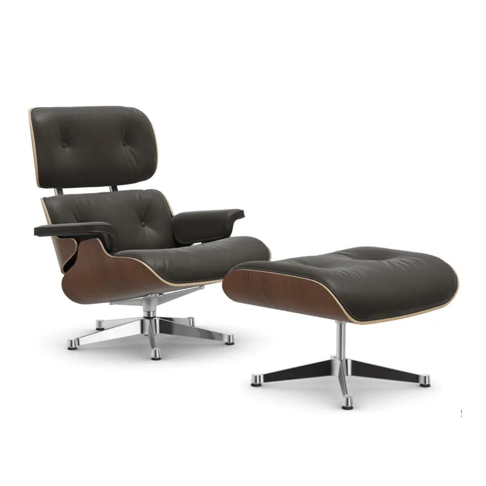 Eames Lounge Chair & Ottoman Black Pigmented Walnut Polished