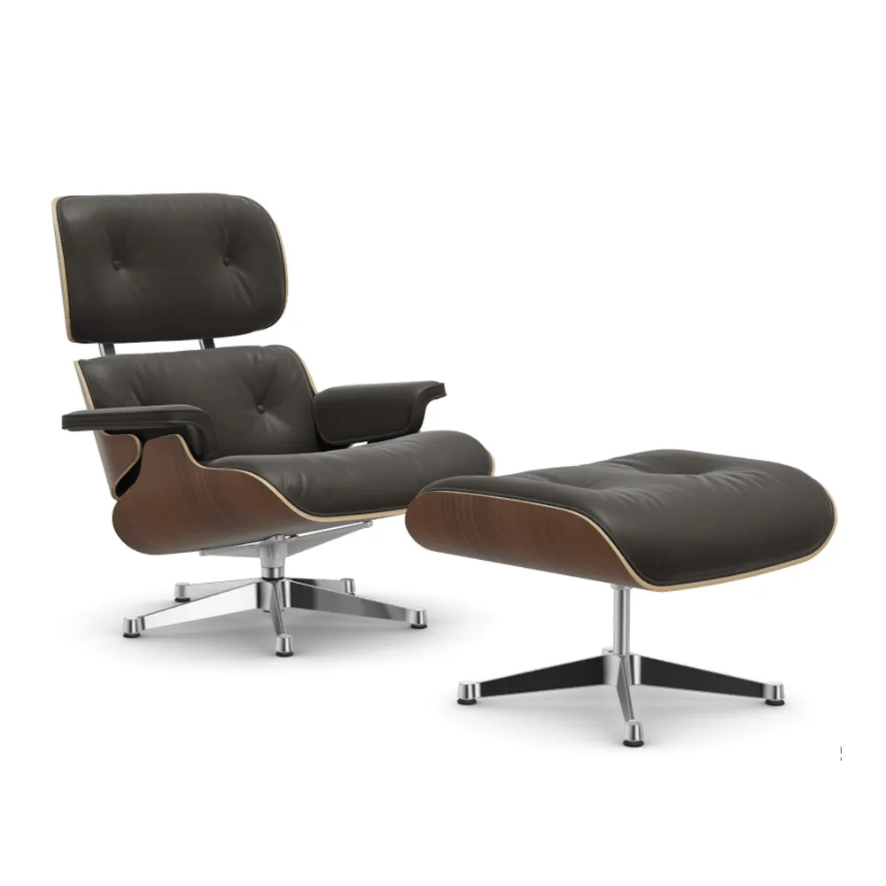 Eames Lounge Chair & Ottoman Black Pigmented Walnut Polished