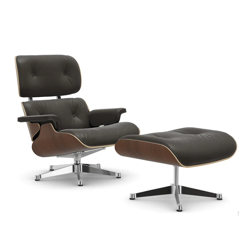 Eames Lounge Chair & Ottoman Black Pigmented Walnut Polished