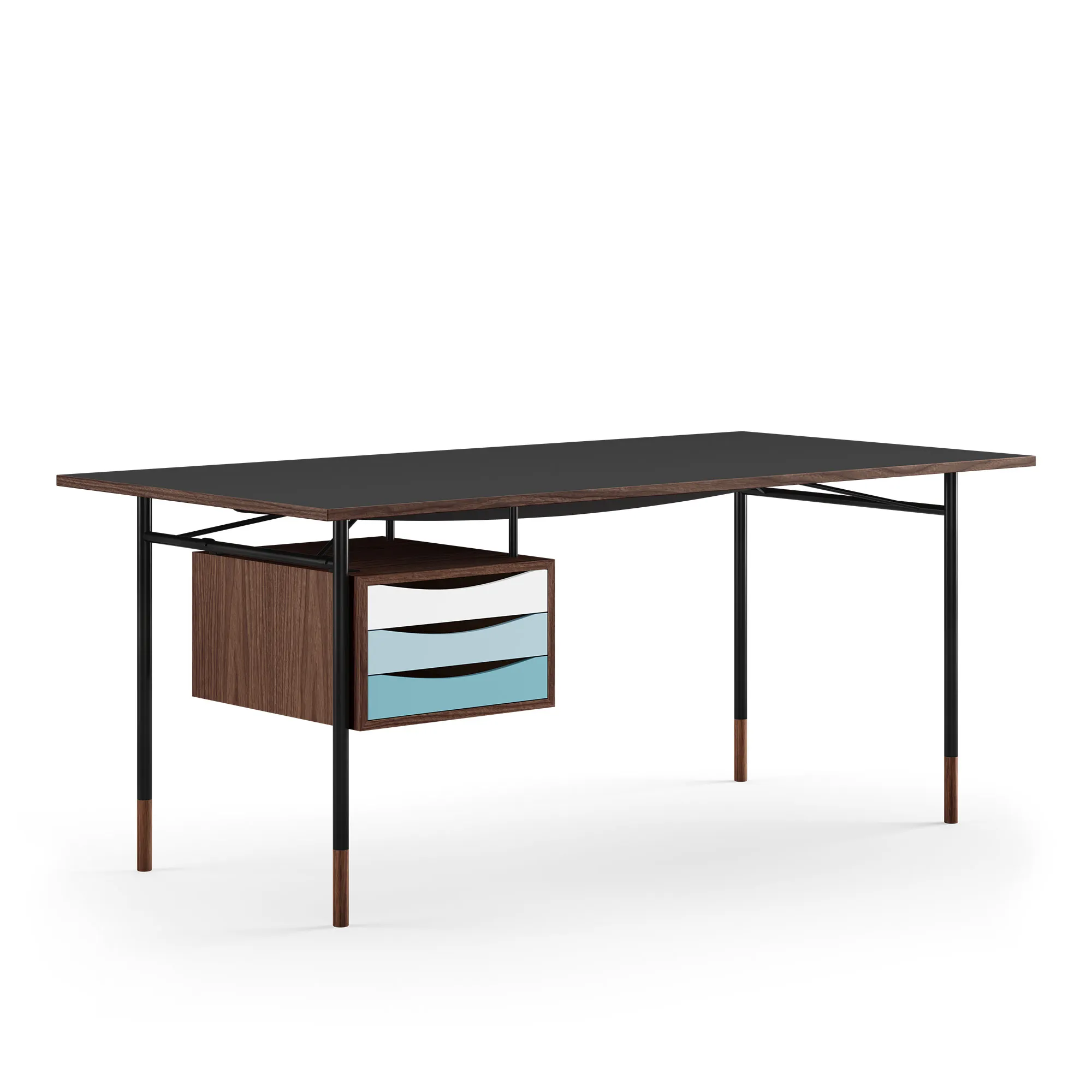 Nyhavn skrivbord 170 cm Cold med lådor Black