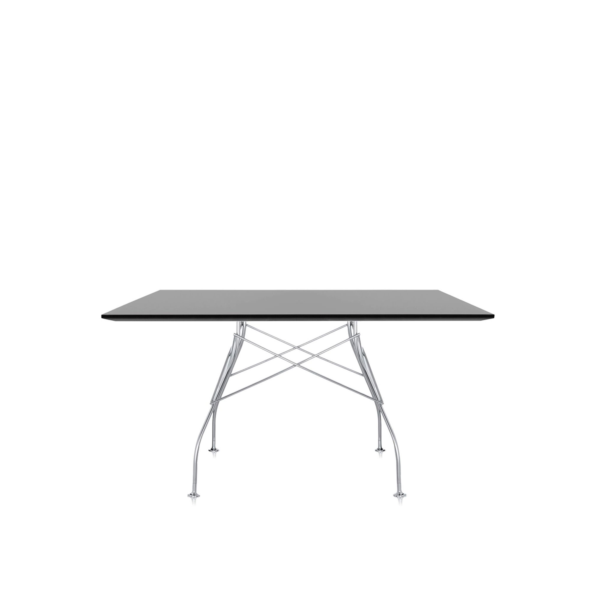 Kartell - Glossy Square Table 4560 130x130, Chrome, Black Polyester - Matbord - Antonio Citterio - Svart - Naturmaterial/Metall