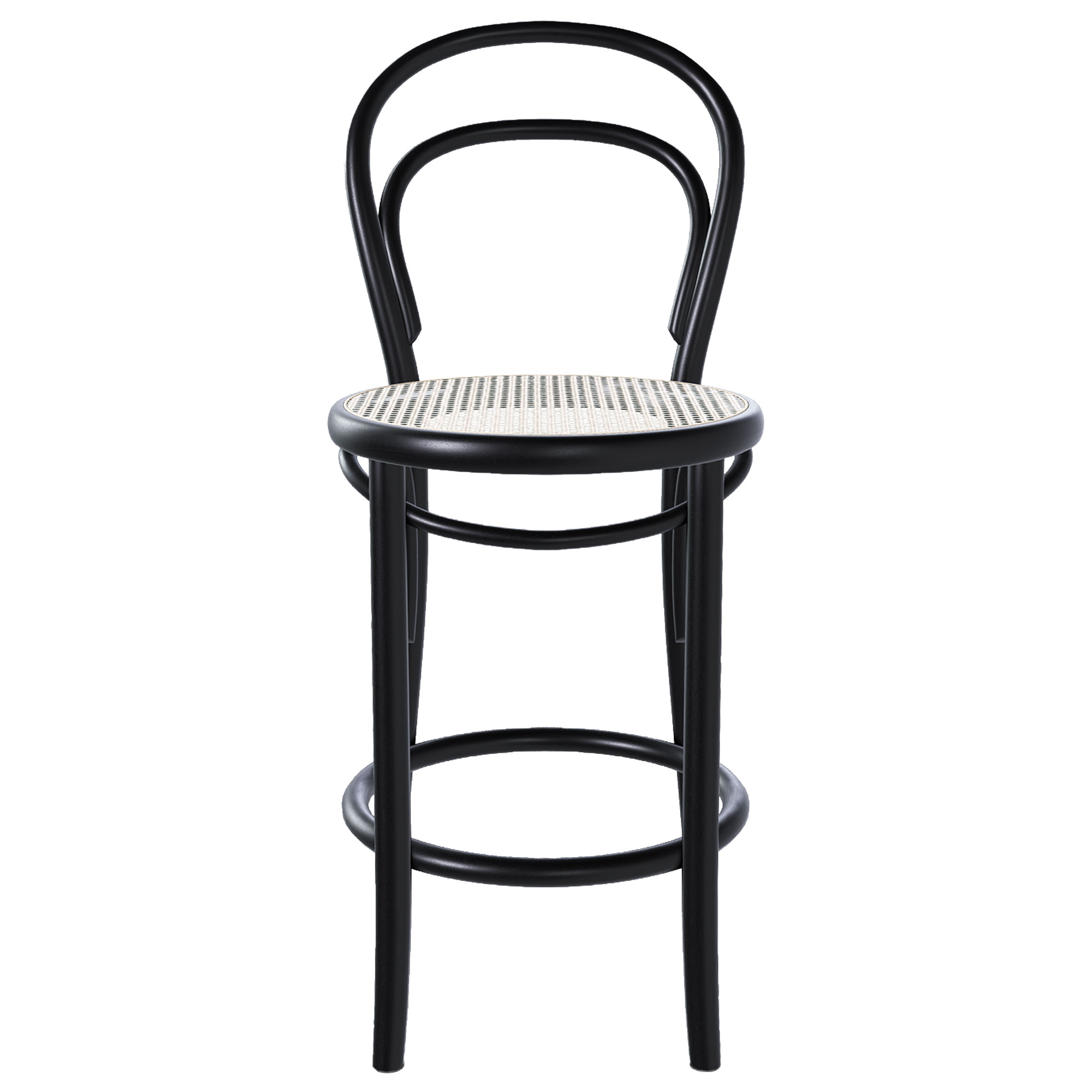 Ton - Ton Barstool 14 Low - Black B123 / Cane - Barstolar - Michael Thonet - Svart - Tr&auml;