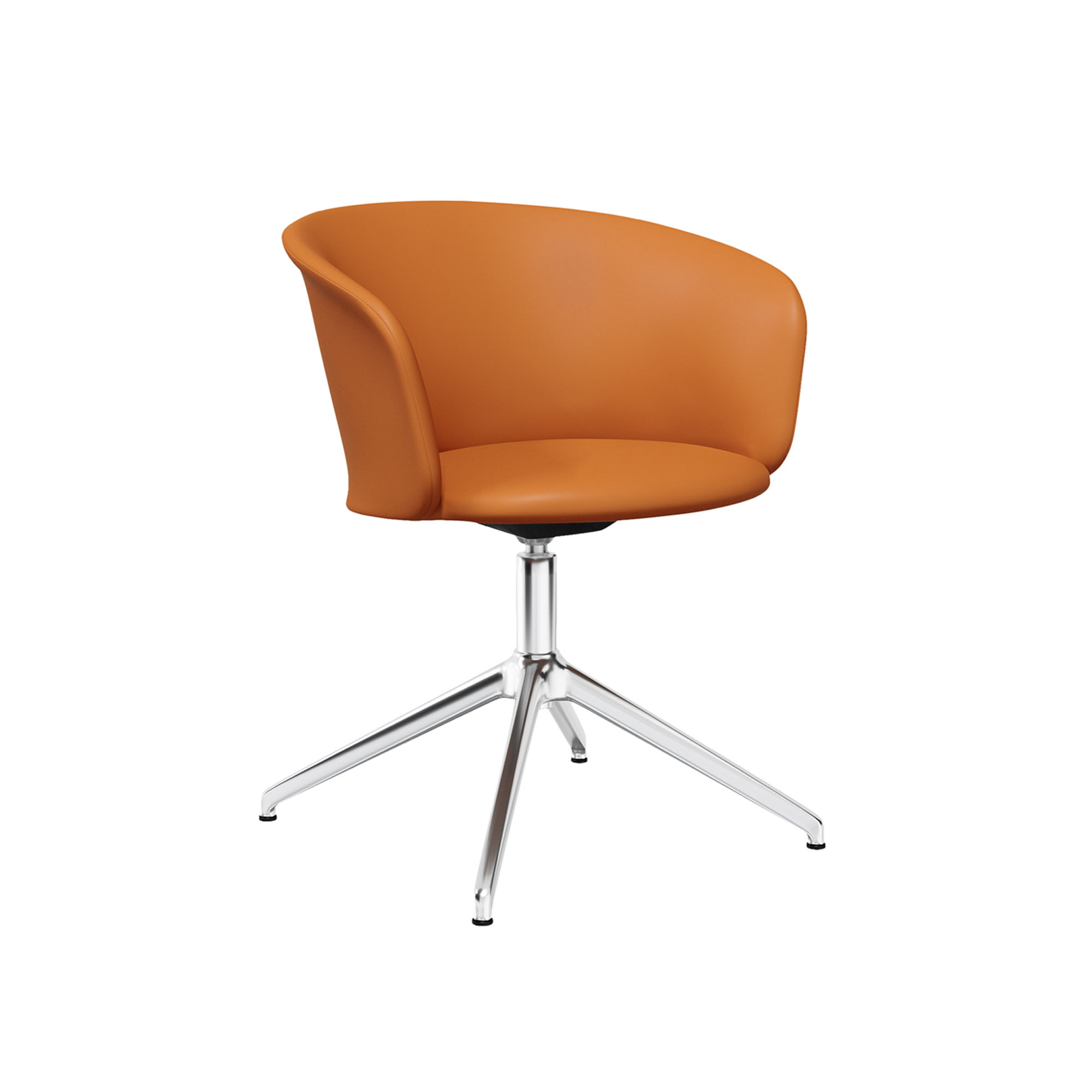 HEM - Kendo Swivel Chair 4-star Return - Cognac Leather/Polished - Skrivbordsstolar - LucidiPevere - Brun - Metall/Trä/Syntetiskt/Skum/Ull