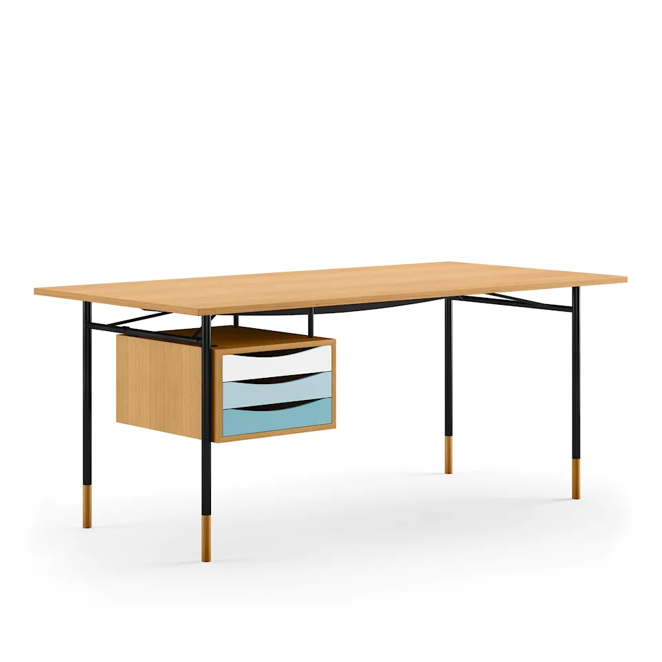 Nyhavn skrivbord 190 cm Cold med lådor Black
