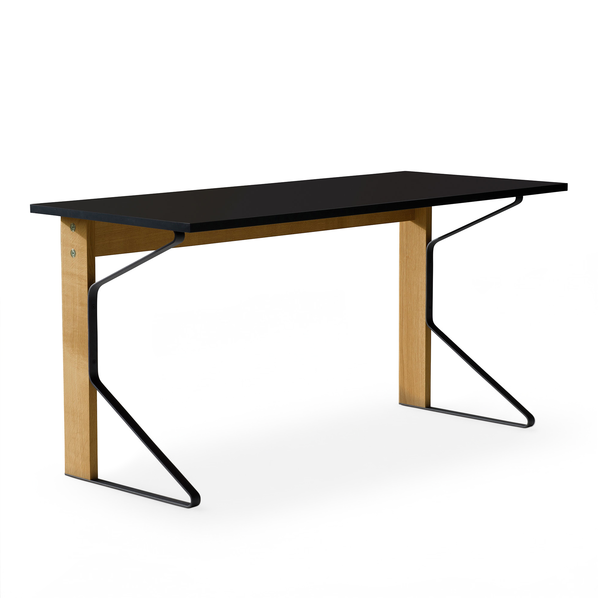 Artek - Kaari Skrivbord Reb 005, Svart laminat, Klarlackad ek - Skrivbord - Ronan & Erwan Bouroullec - Svart - Metall/Tr&auml;