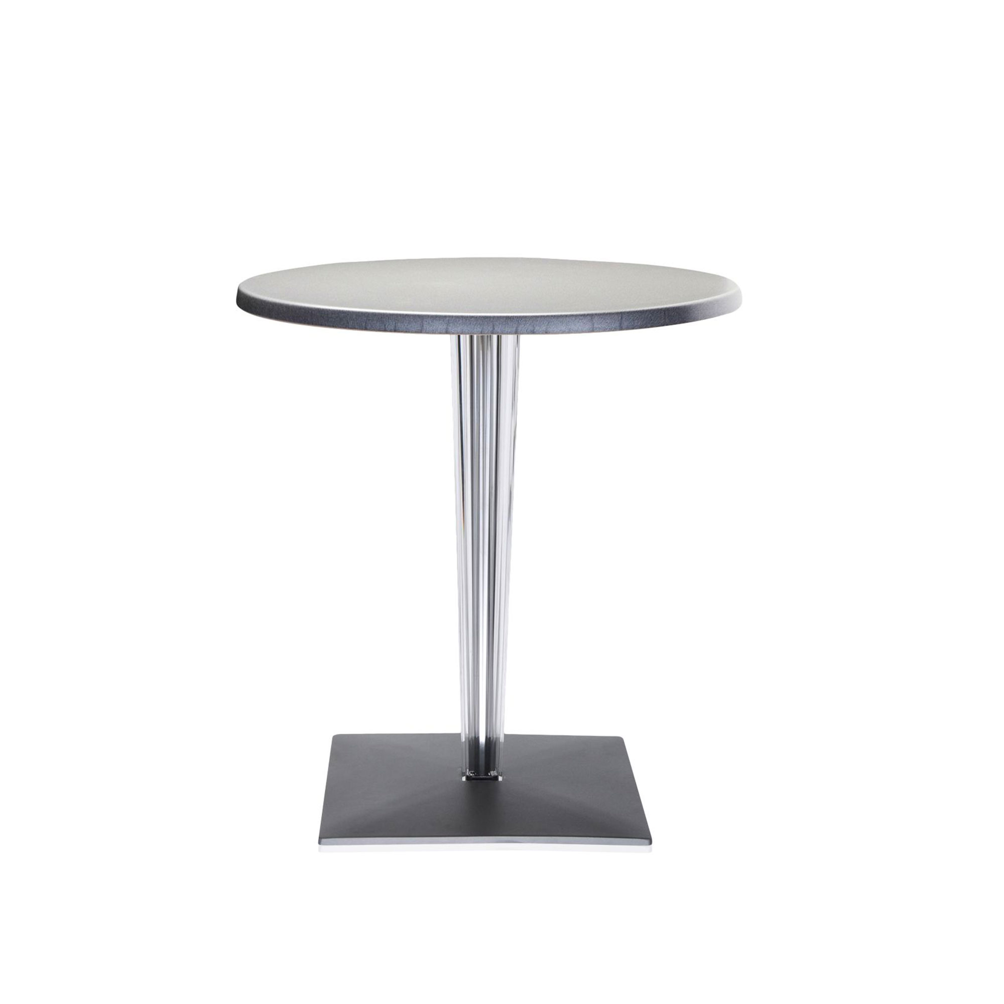 Kartell - Top Top Table 4210 Ø60, Aluminium Melamine Top, Square Base - Matbord - Philippe Starck - Silver - Metall/Plast