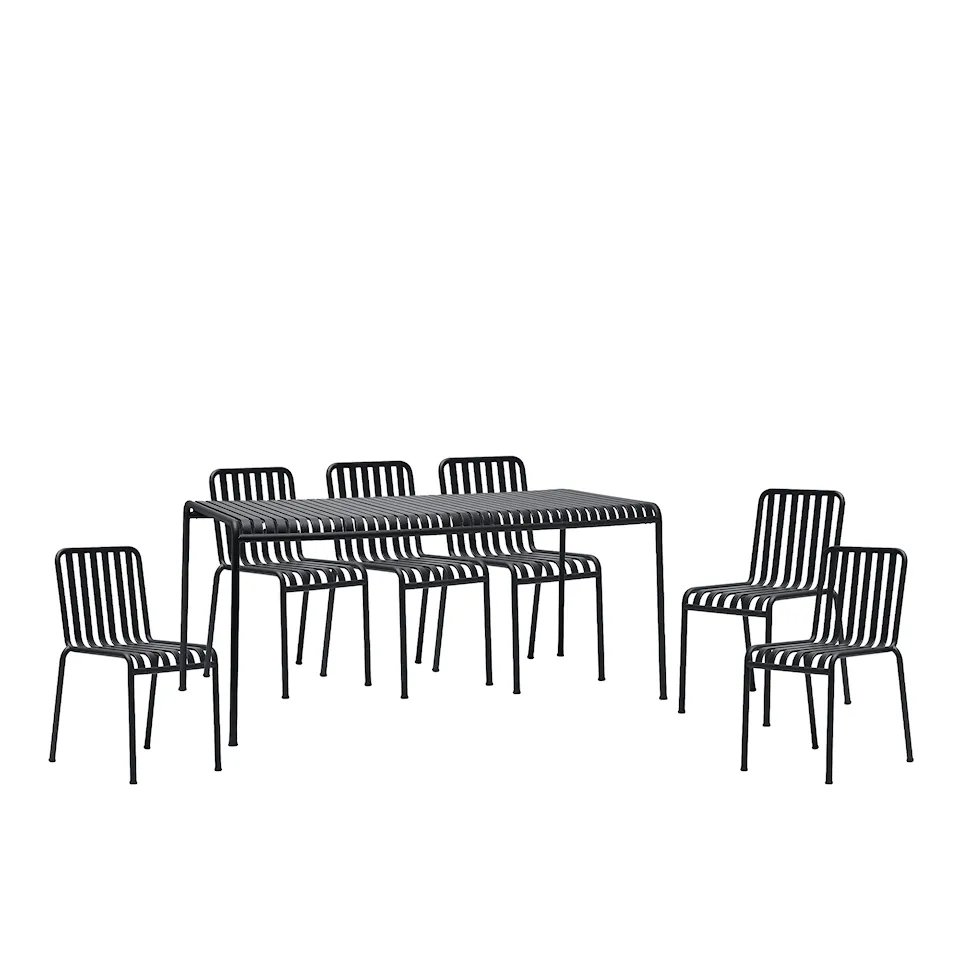 Palissade matgrupp med bord 90x170cm & 6 stolar