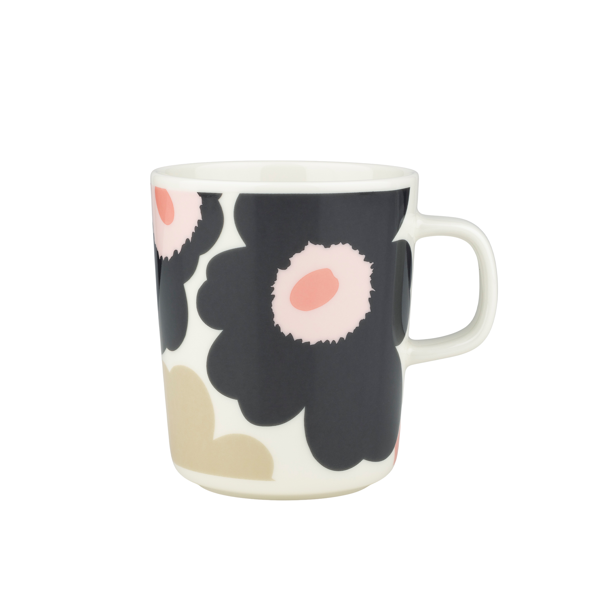 Marimekko - UNIKKO MUG 2,5DL, off white, charcoal, sand, pink - Kaffekoppar - Rosa,Beige,Svart