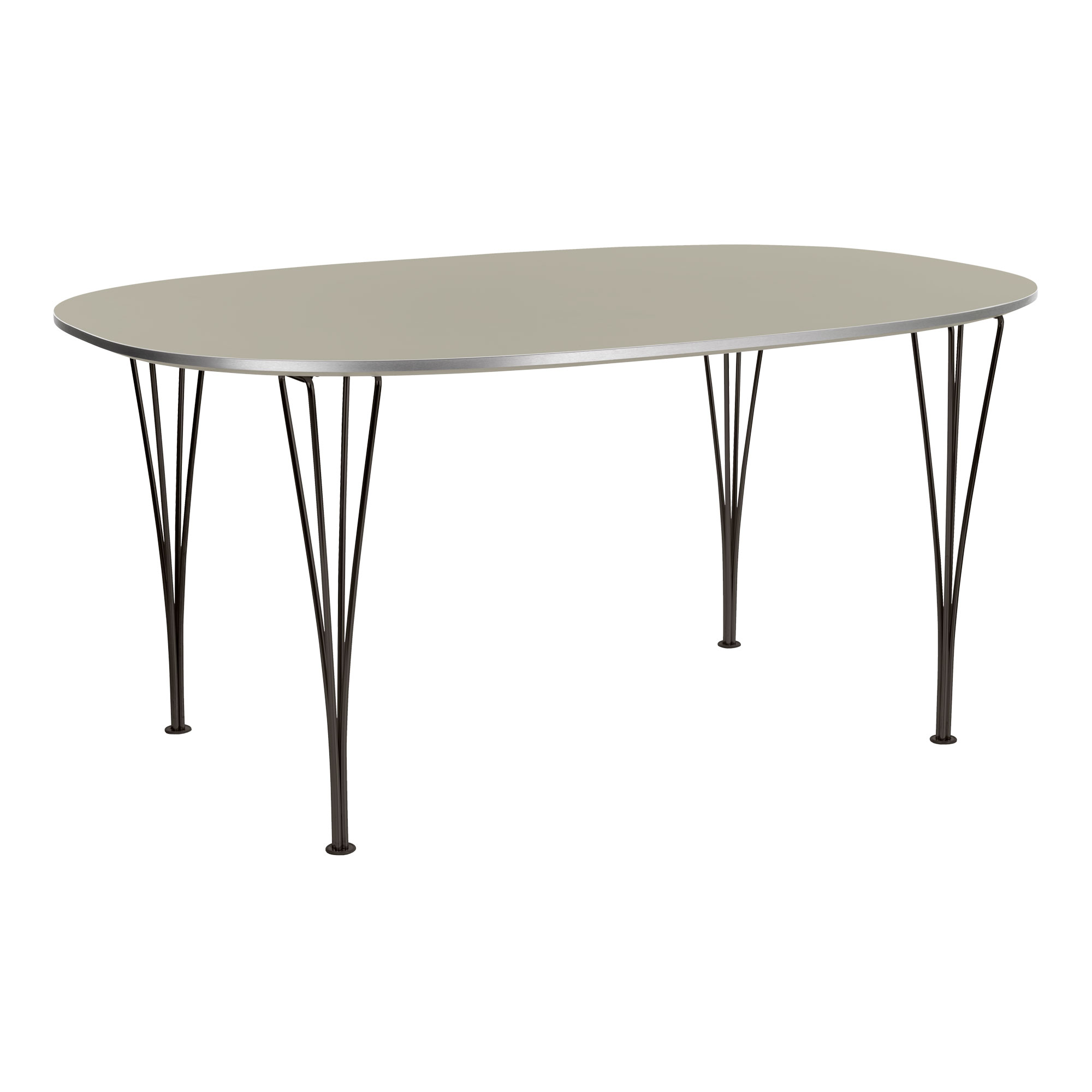 Fritz Hansen - Superellips B613 – 180x120 cm Grey Efeso/Warm Graphite - Matbord - designer_arne_jacobsen,Bruno Mathsson,Piet Hein - Grå - Metall/Trä