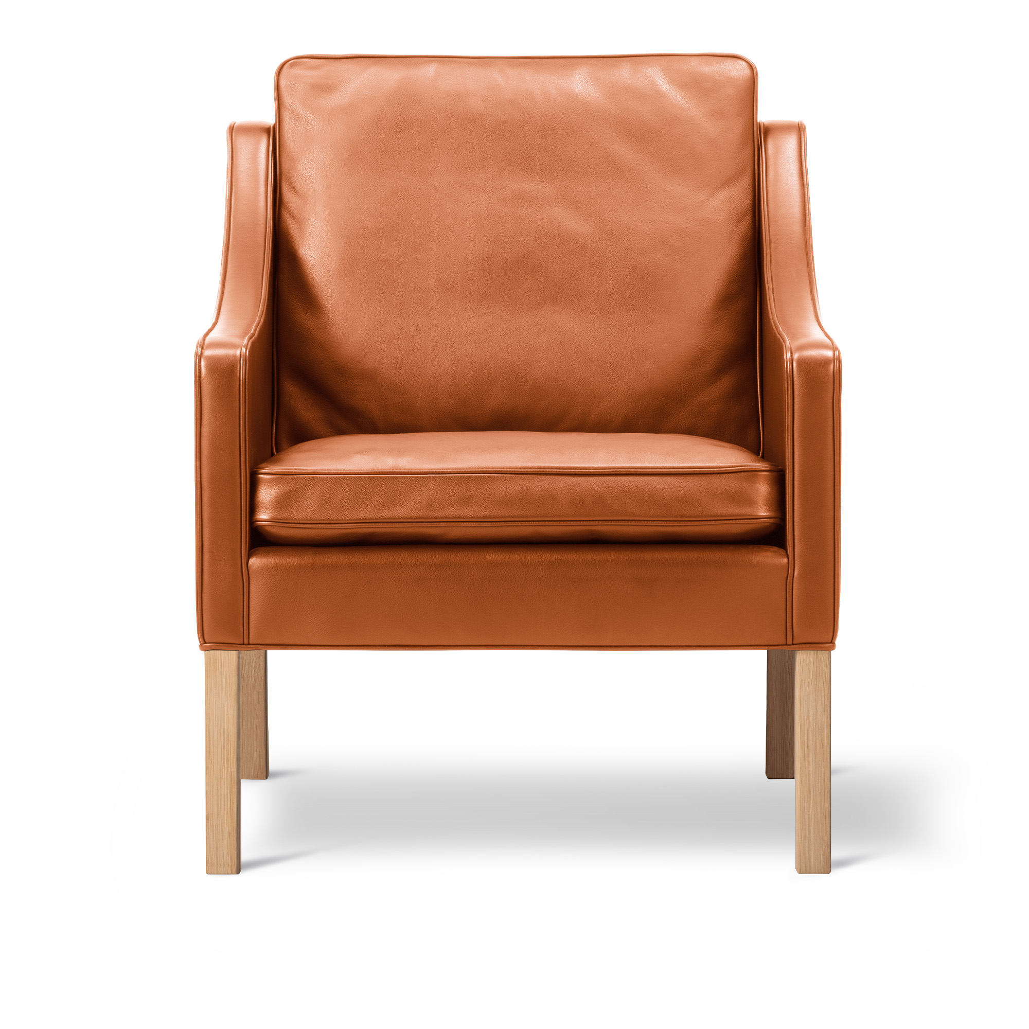 Fredericia Furniture - BM Club chair - Lounge chair - Oak light oil - Leather Cera 905 - Russet brown - Fåtöljer - Børge Mogensen - Brun - Läder