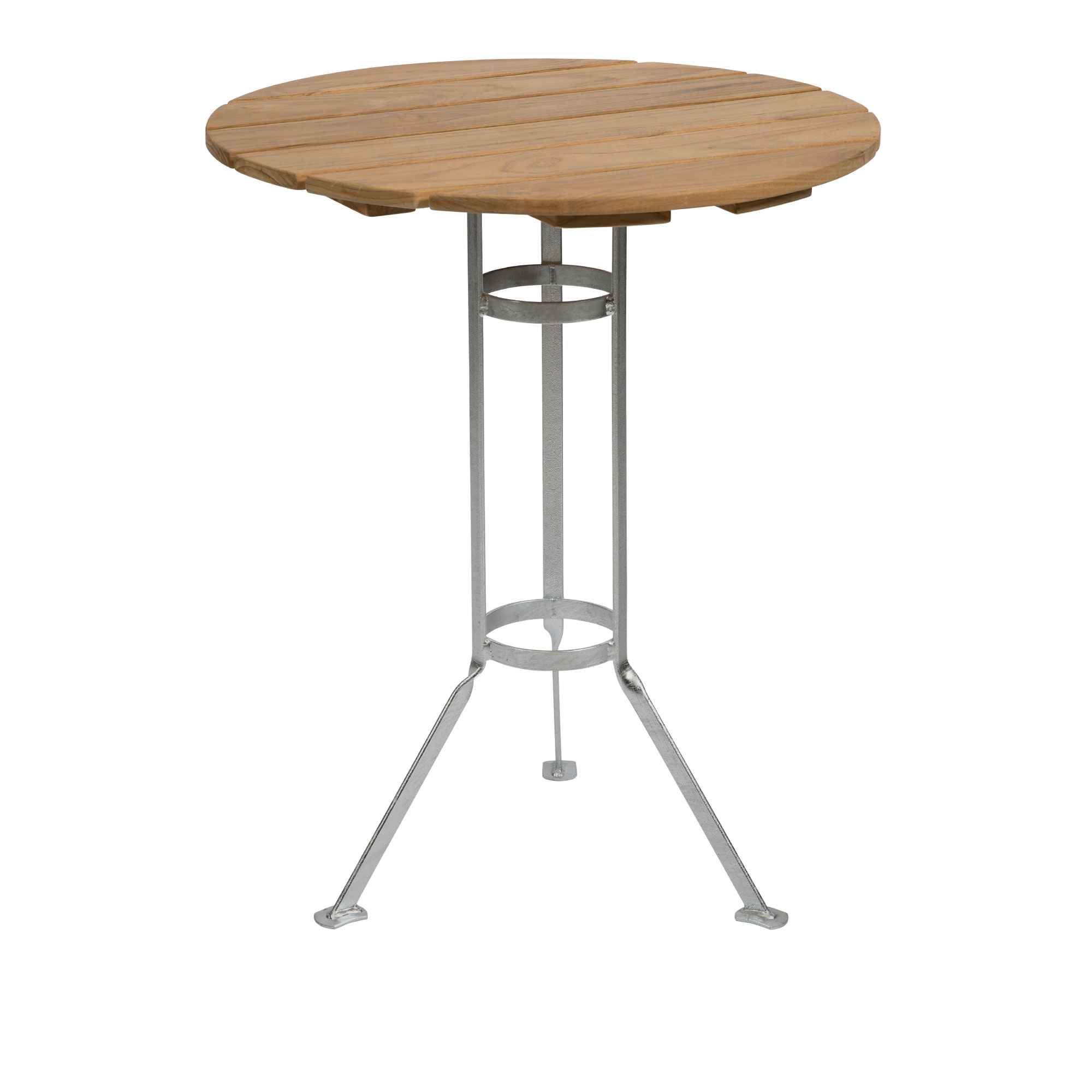Grythyttan Stålmöbler - Bryggeri Trefotsbord Teak / Varmförzinkat Stativ - Matbord utomhus - Träfärgad - Metall/Trä | Utemöbler - Utebord - Matbord Utomhus | Möbelexperten