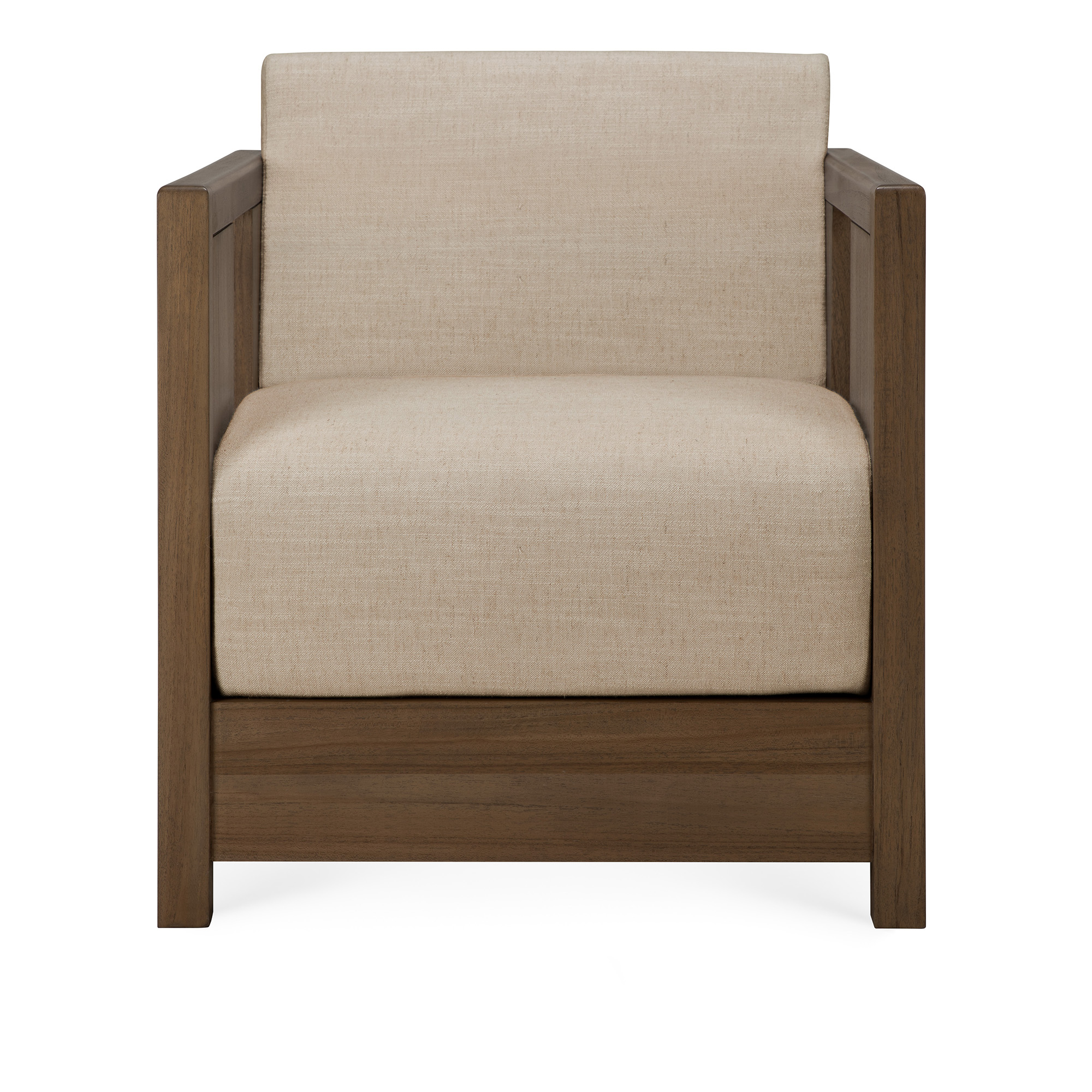 Ethnicraft - Roan lounge chair - varnished teak - wild brown - Flax fabric - Fåtöljer - Paul Poiret