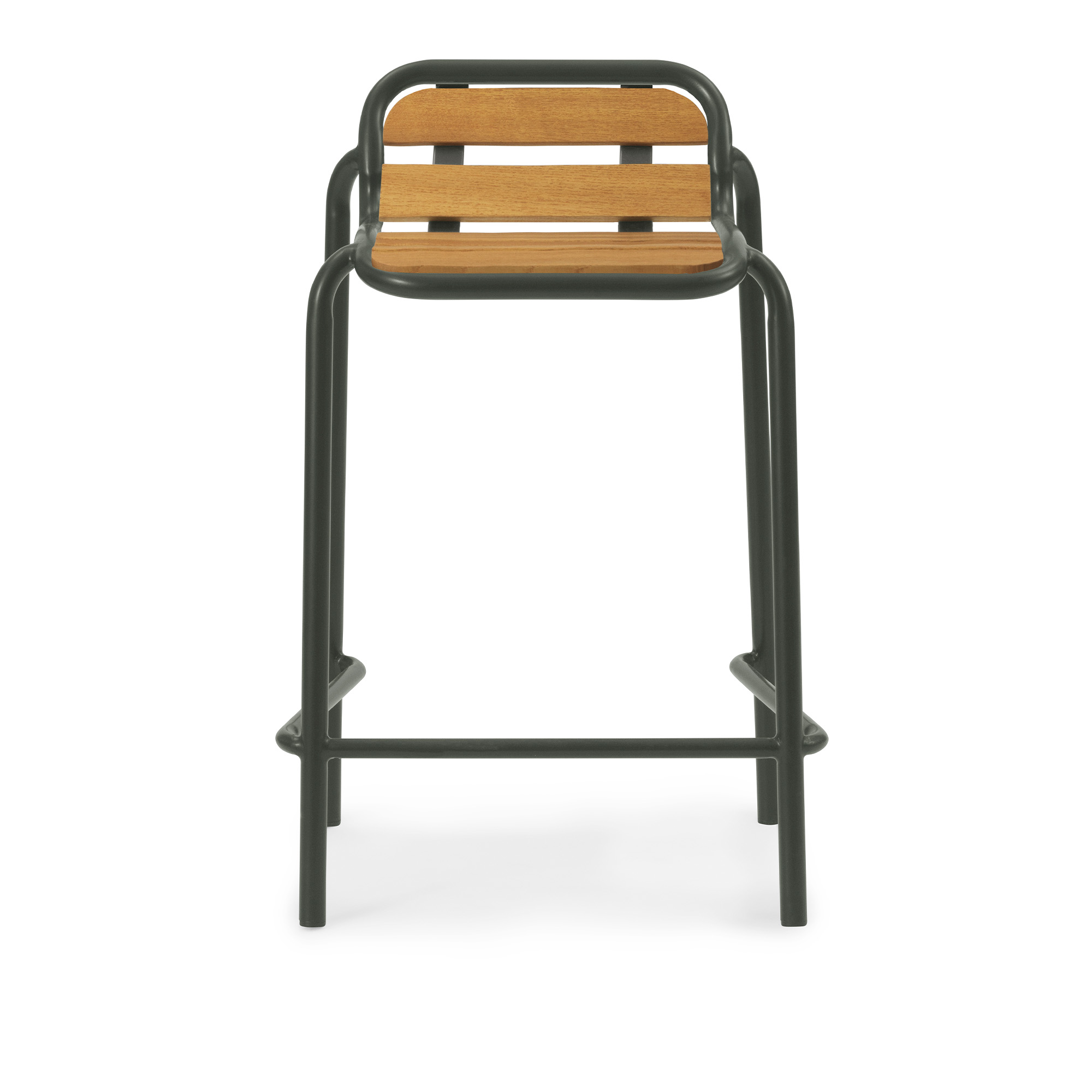 Normann Copenhagen - Vig Barstool Robinia 65 cm - Dark Green - Barstolar utomhus - Simon Legald - Grön - Metall/Trä | Utemöbler - Utestolar - Barstolar Utomhus | Möbelexperten