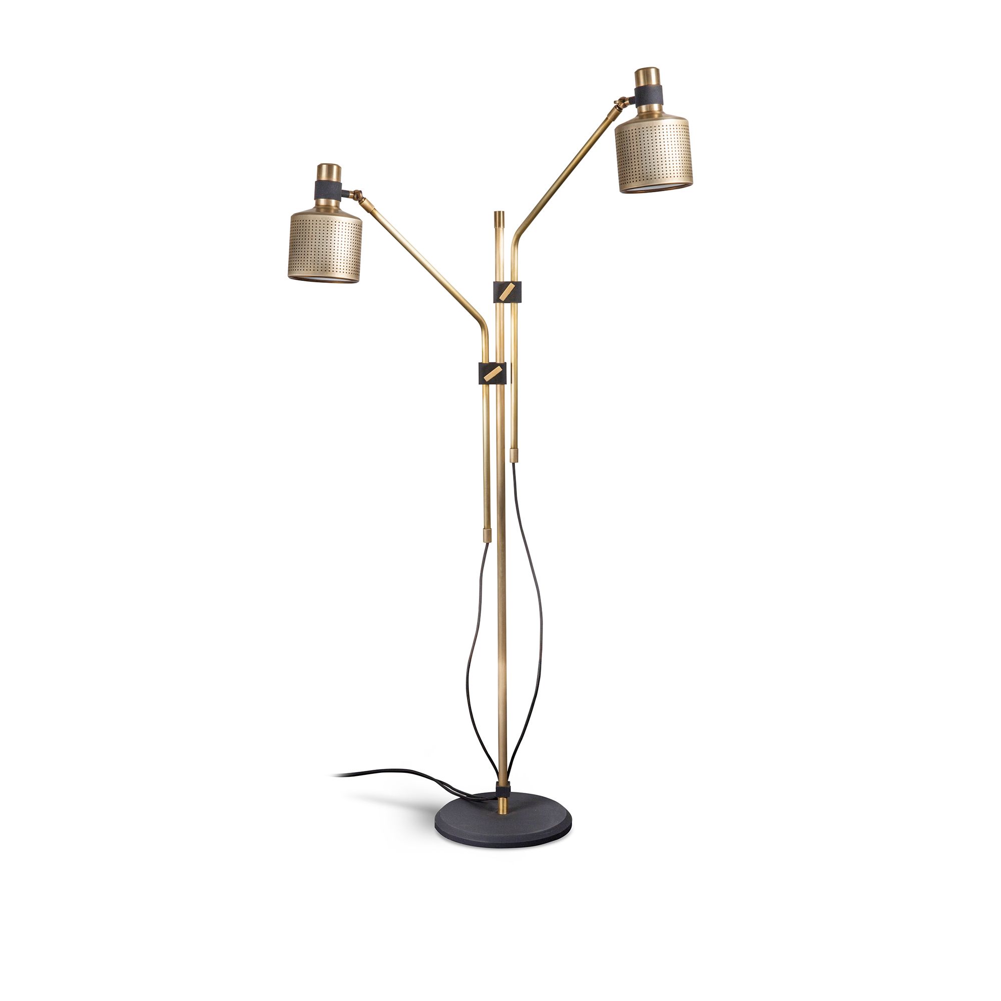 Bert Frank - Riddle Floor Lamp Double Brass - Skärmlampor - Guld