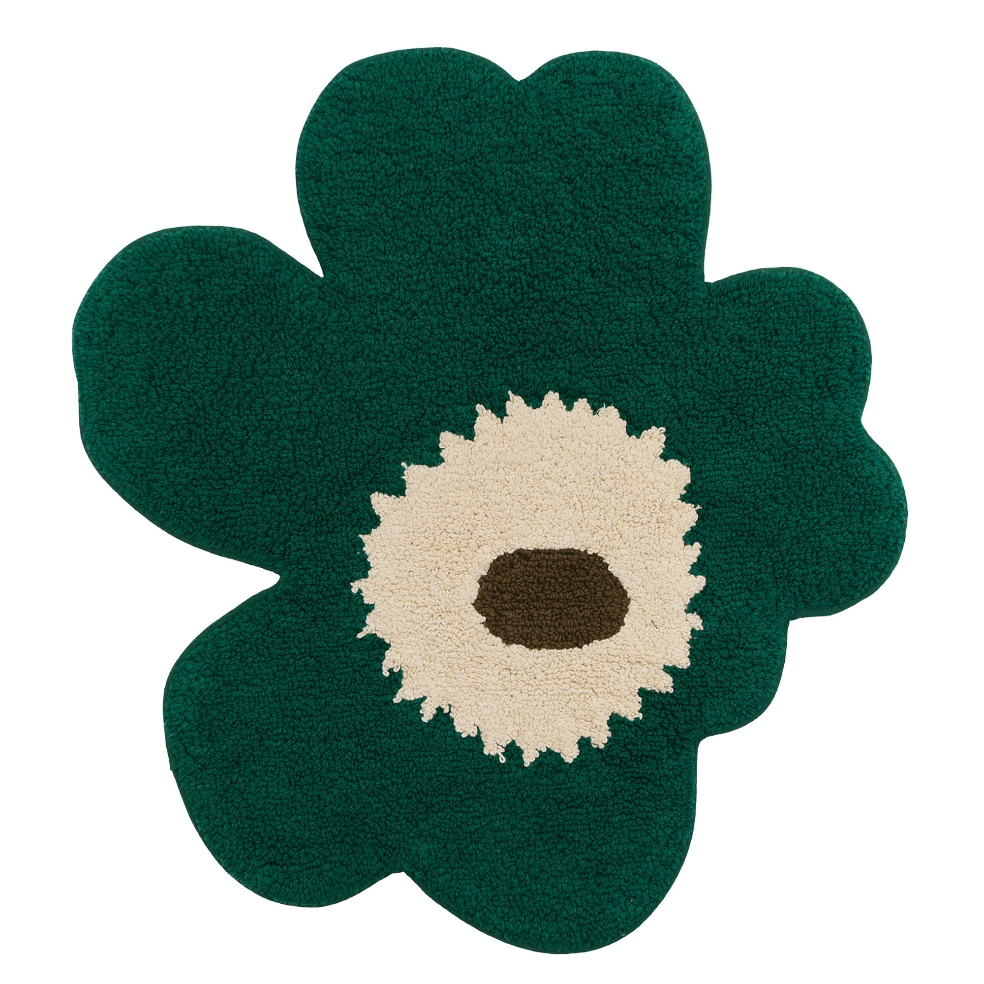 Marimekko - Unikko Bath Mat 73 x 74 cm Emerald, Off-White, Mole - Bomullsmattor - Maija Isola | Mattor - Material - Bomullsmattor | Möbelexperten