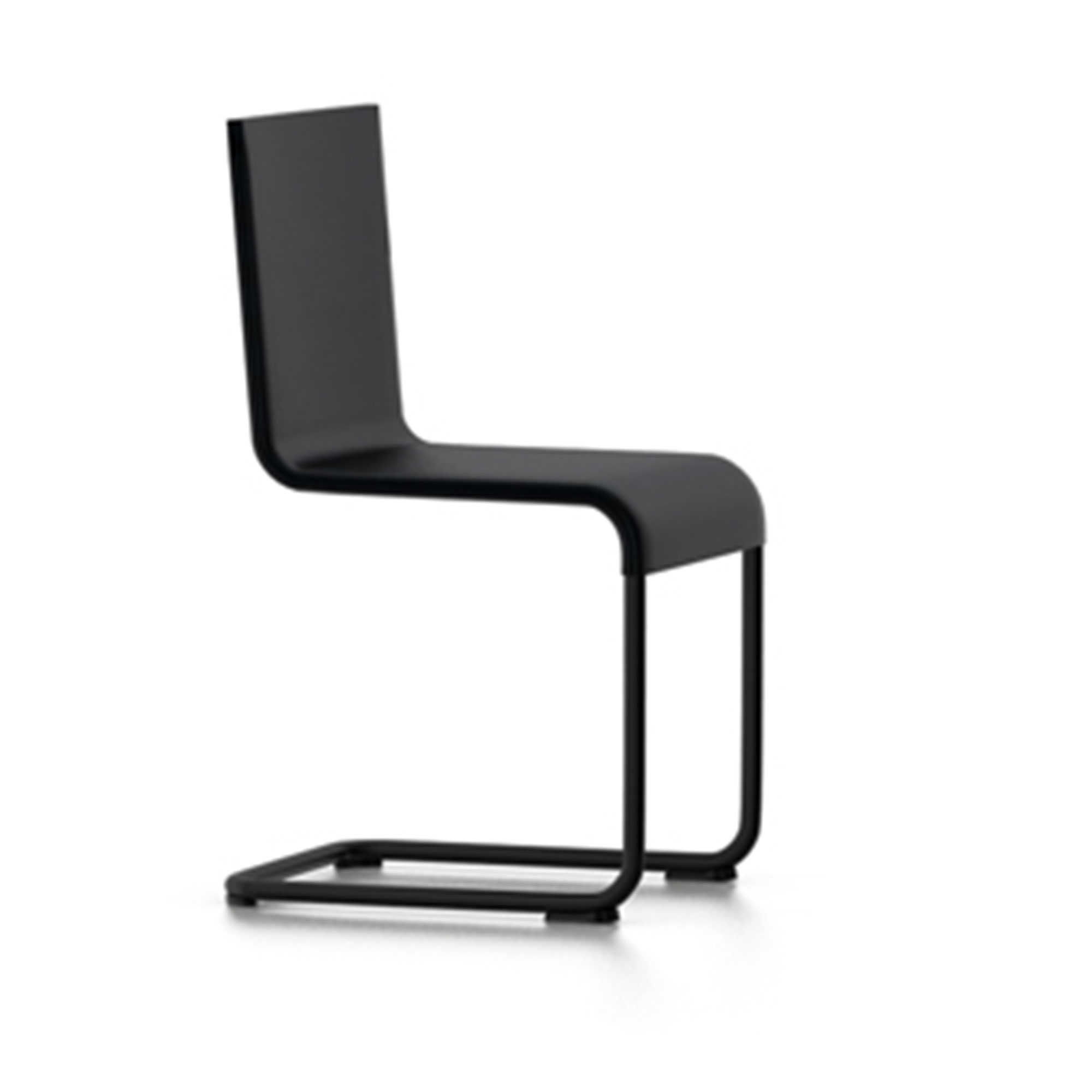 Vitra - .05 Chair, Stacking, Basic Dark Shell, Powder-coated Black Base, Felt Glides for Hard Floor - Matstolar utomhus - Maarten Van Severen - Svart - Metall/Skum