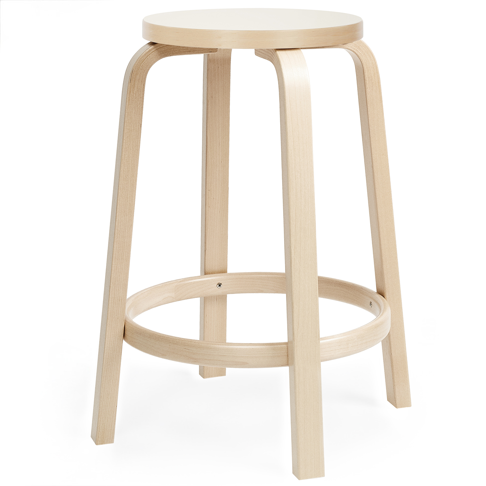 Artek - Barstol 64, 65 cm, Klarlackad bj&ouml;rk Vit laminat - Barstolar - Alvar Aalto - Tr&auml;f&auml;rgad - Tr&auml;