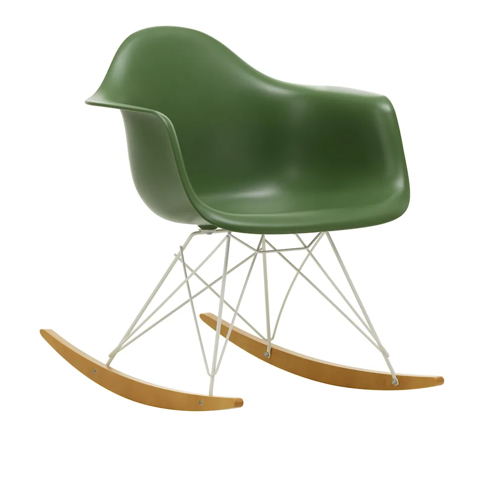 Eames RE Plastic Armchair RAR gungstol White/Golden Maple