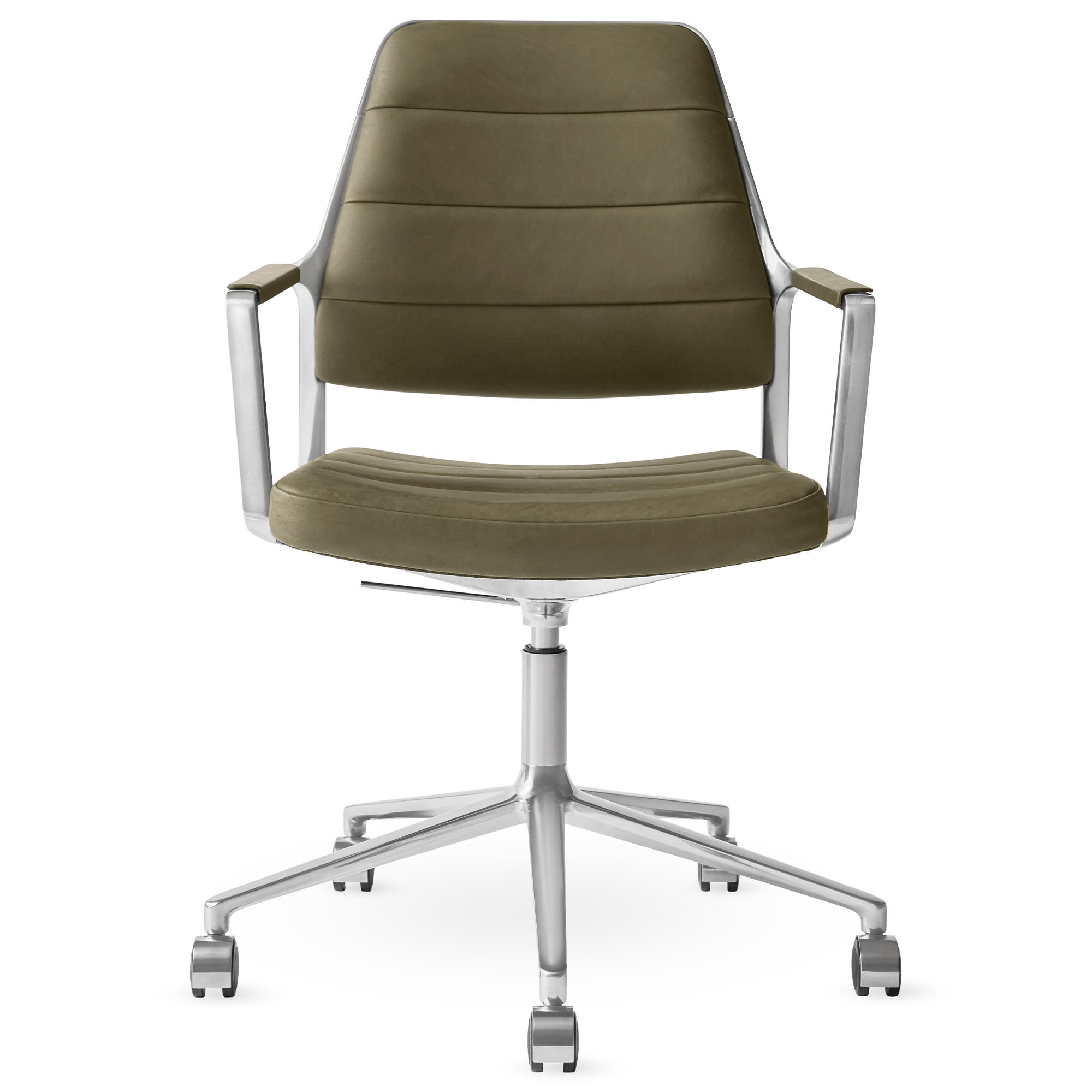 Vipp - Vipp455+ Swivel chair, polished, castors, Bosco leather - Kontorsstolar