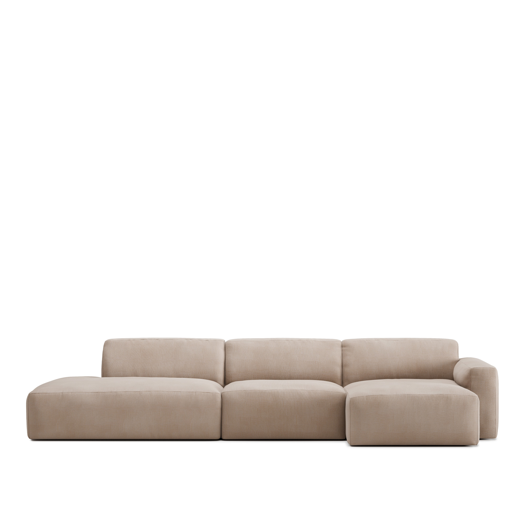 no ga - brick 3-seater chaise lounge open end left med avtagbar klädsel – shadow beige - soffor - beige