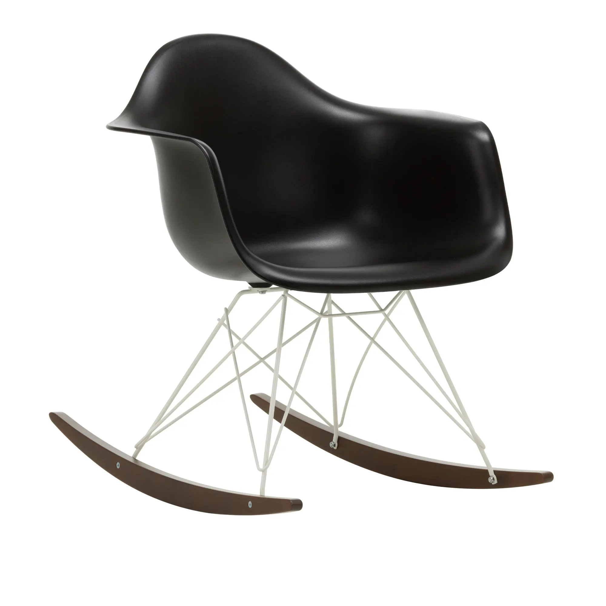 Eames RE Plastic Armchair RAR gyngestol White/Dark Maple
