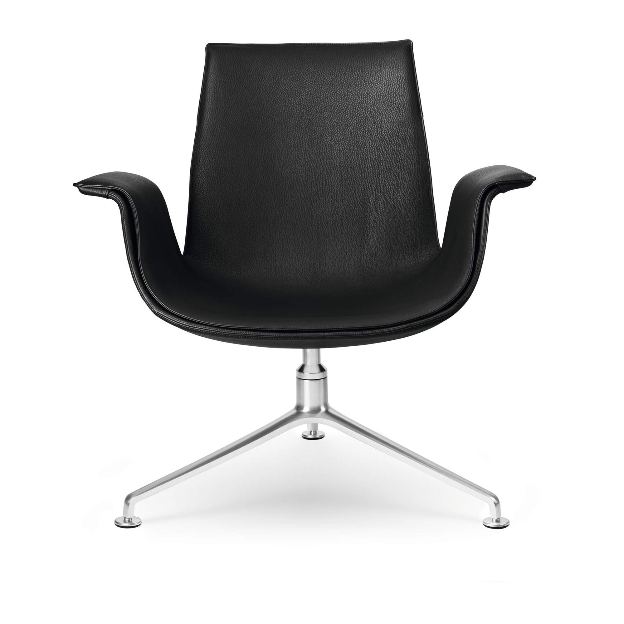 Walter Knoll - FK Lounge Chair 6727-3G, Polished, Leather Cat. 65 Elen 1403 Mocca, Synthetic Glides - Snurrfåtöljer - Jørgen Kastholm,Preben Juul Fabricius - Brun - Läder/Metall/Skum