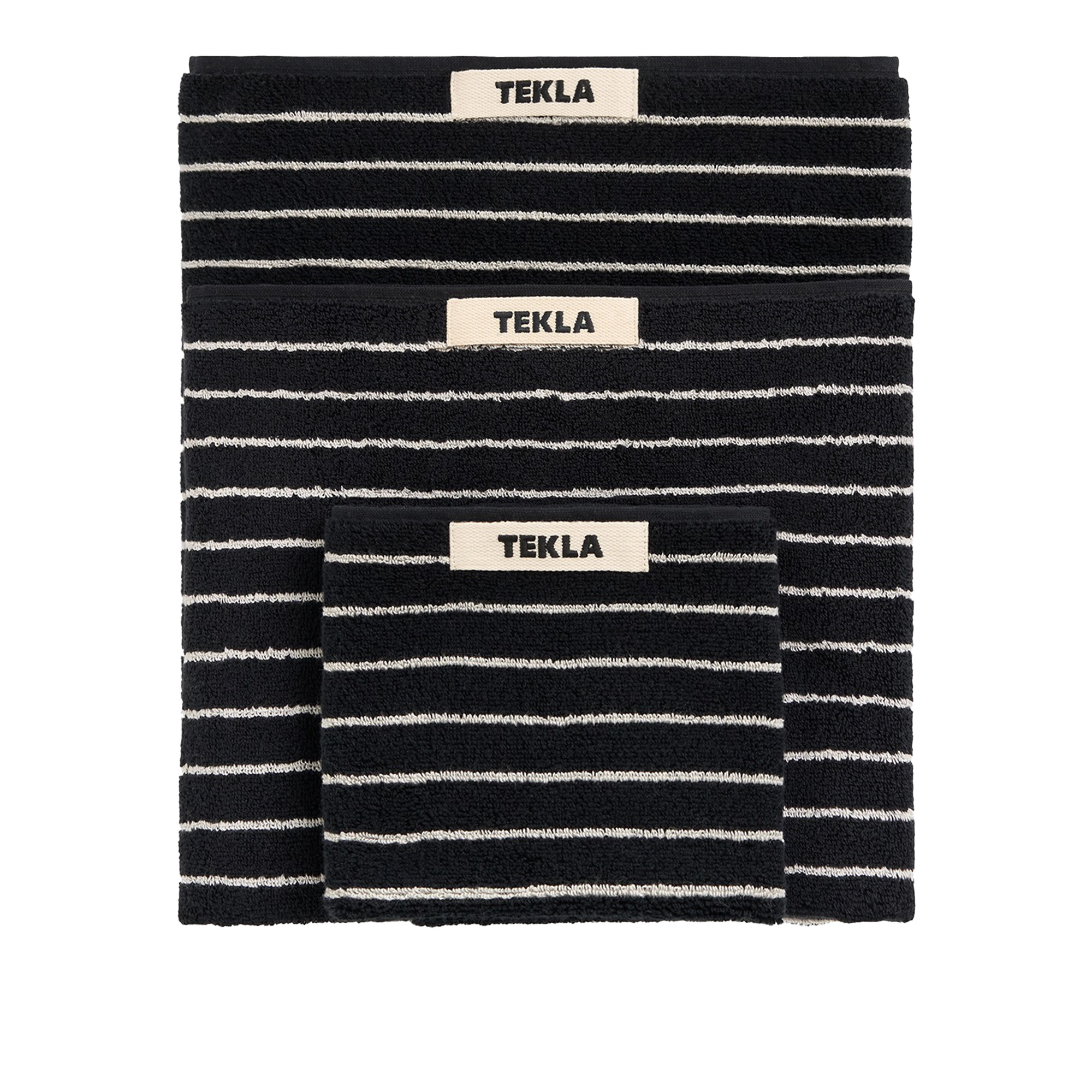 Tekla - Terry handduk black stripes gästhandduk 30x50cm - Handdukar och badlakan - Svart | Textilier - Badrumstextilier - Handdukar Och Badlakan | Möbelexperten