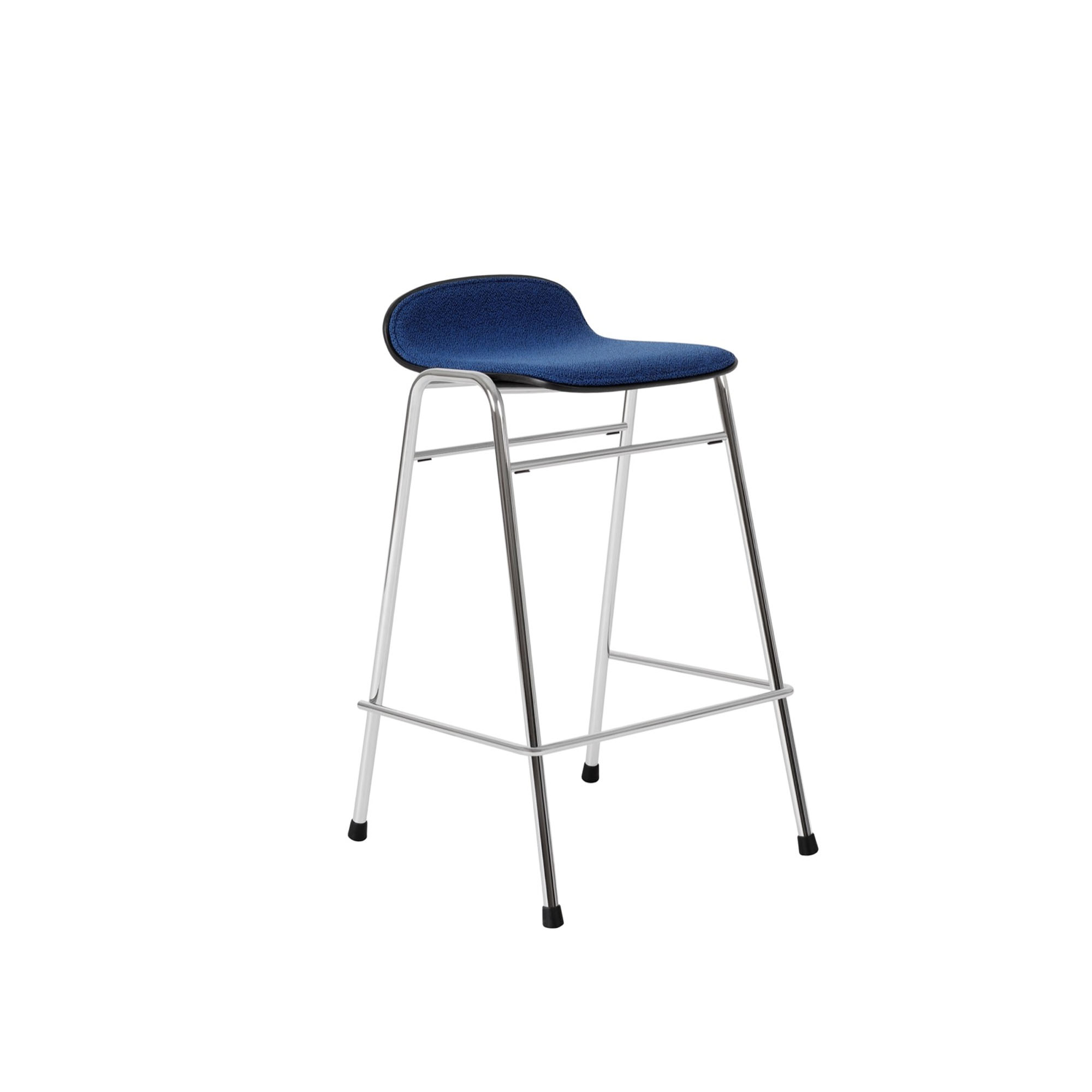 HEM - Touchwood Counter Stool - Cobalt/Chrome - Barstolar & barpallar - Lars Beller Fjetland - Silver,Blå - Metall/Trä/Syntetiskt/Ull