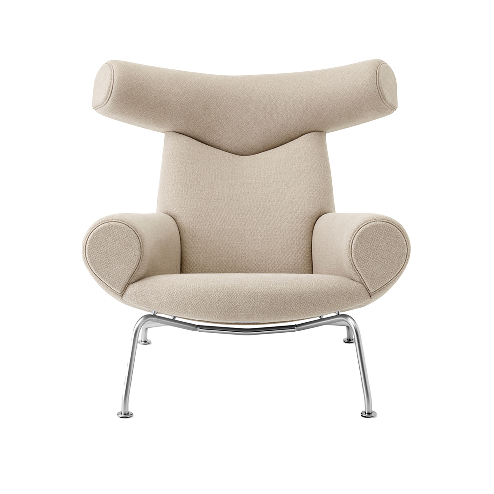 fredericia furniture - wegner ox chair, chrome, fabric cat. 1 grand linen 0024 - fåtöljer - hans j. wegner