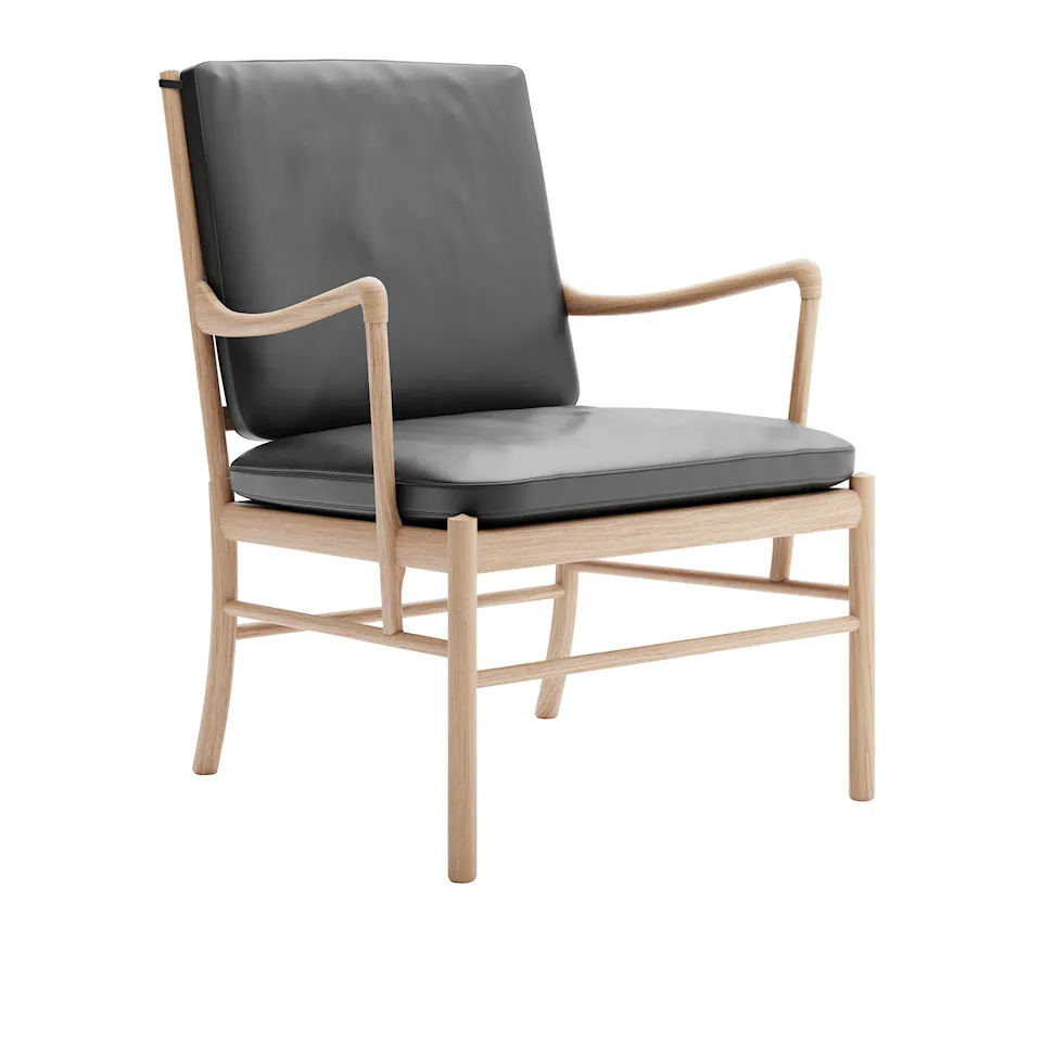 OW149 Colonial Chair oljad ek, klädd i Terra Jade 20368