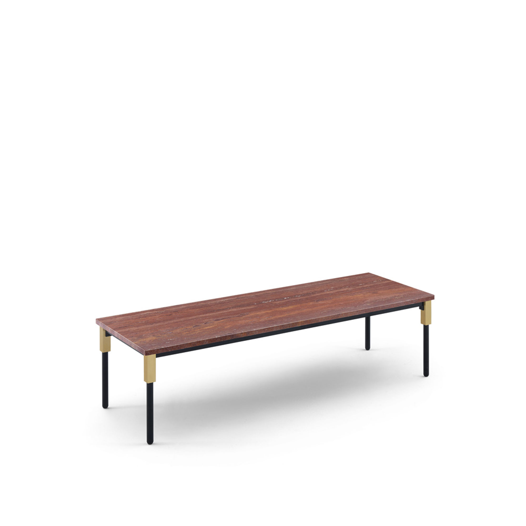 Arflex - Match Small Table 122 x 42 cm - Travertino Rosso - Sofabord - Bernhardt & Vella - Rød - Metall/Stein