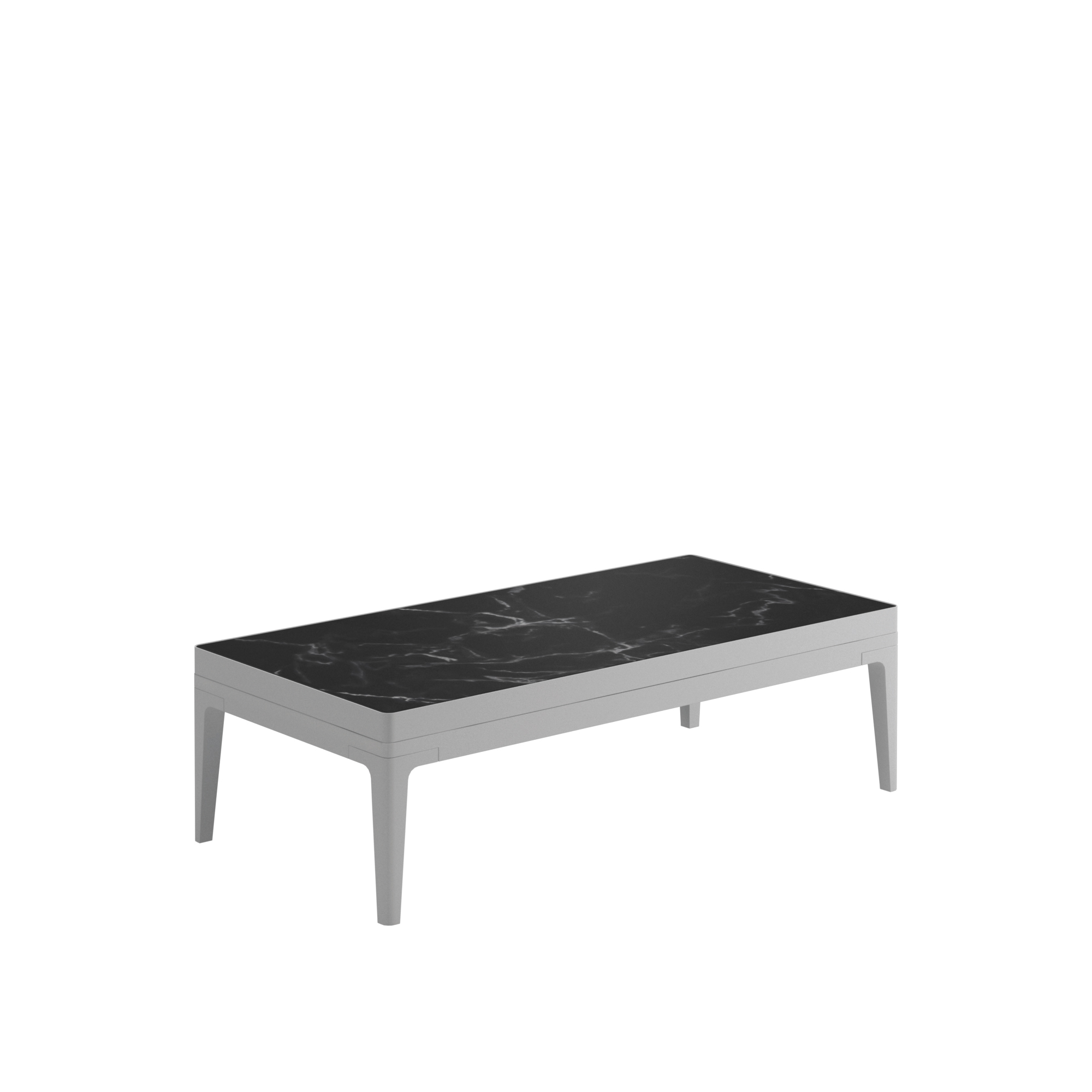 gloster - grid small coffee table, frame white, nero ceramic top - soffbord utomhus - henrik pedersen - vit - naturmaterial/metall