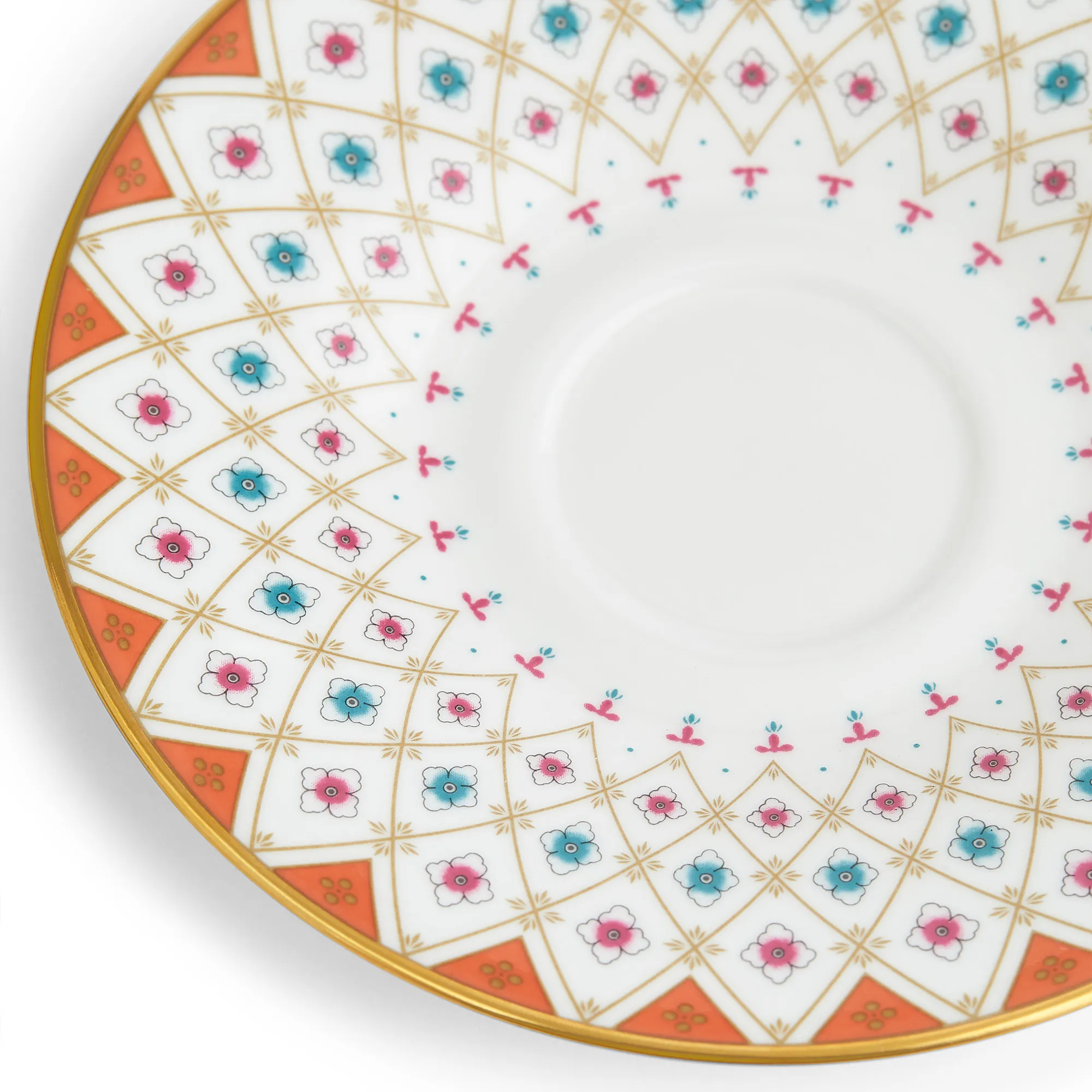 Wonderlust Peony Diamond Teacup  Saucer