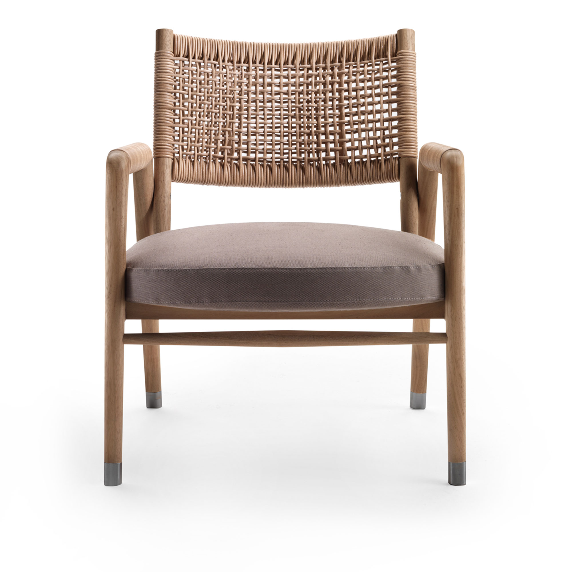 Flexform - Ortigia Low Armchair Ash Natural Elettra 205 - Spisestoler - Grå - Lær/Tre/Tekstilmateriale