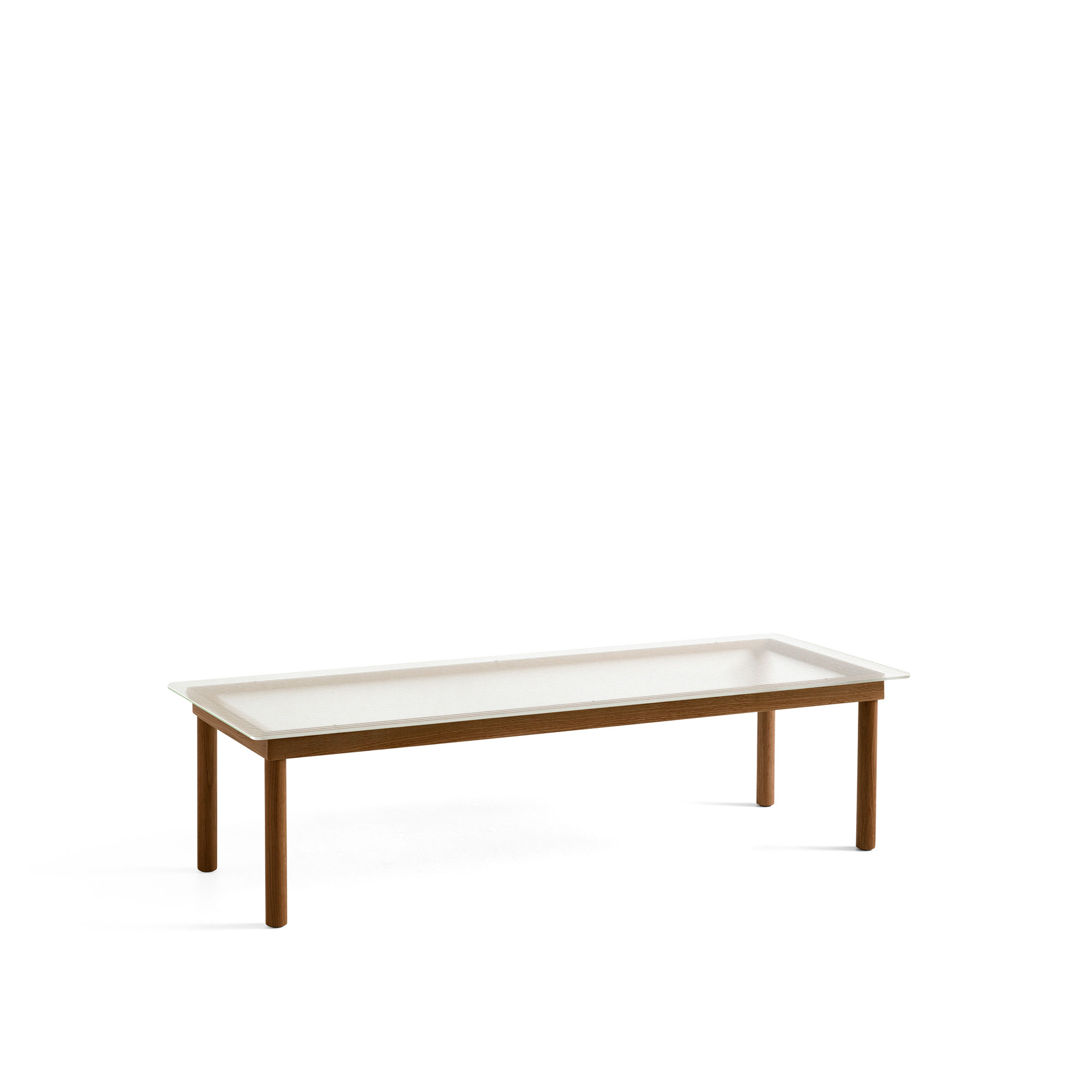 HAY - Kofi Water-Based Lacquered Walnut Frame W. Clear Reeded Glass Tabletop 140X50 - Soffbord - Martin Solem