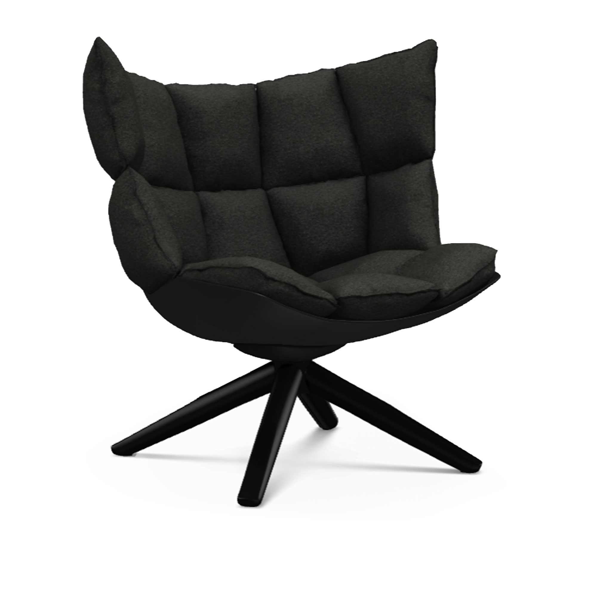 B&B Italia - Husk H2G Cat. Lusso Lube 270 Black shell, black painted metal - Snurrfåtöljer - Patricia Urquiola - Grå - Metall/Textilmaterial/Syntetiskt